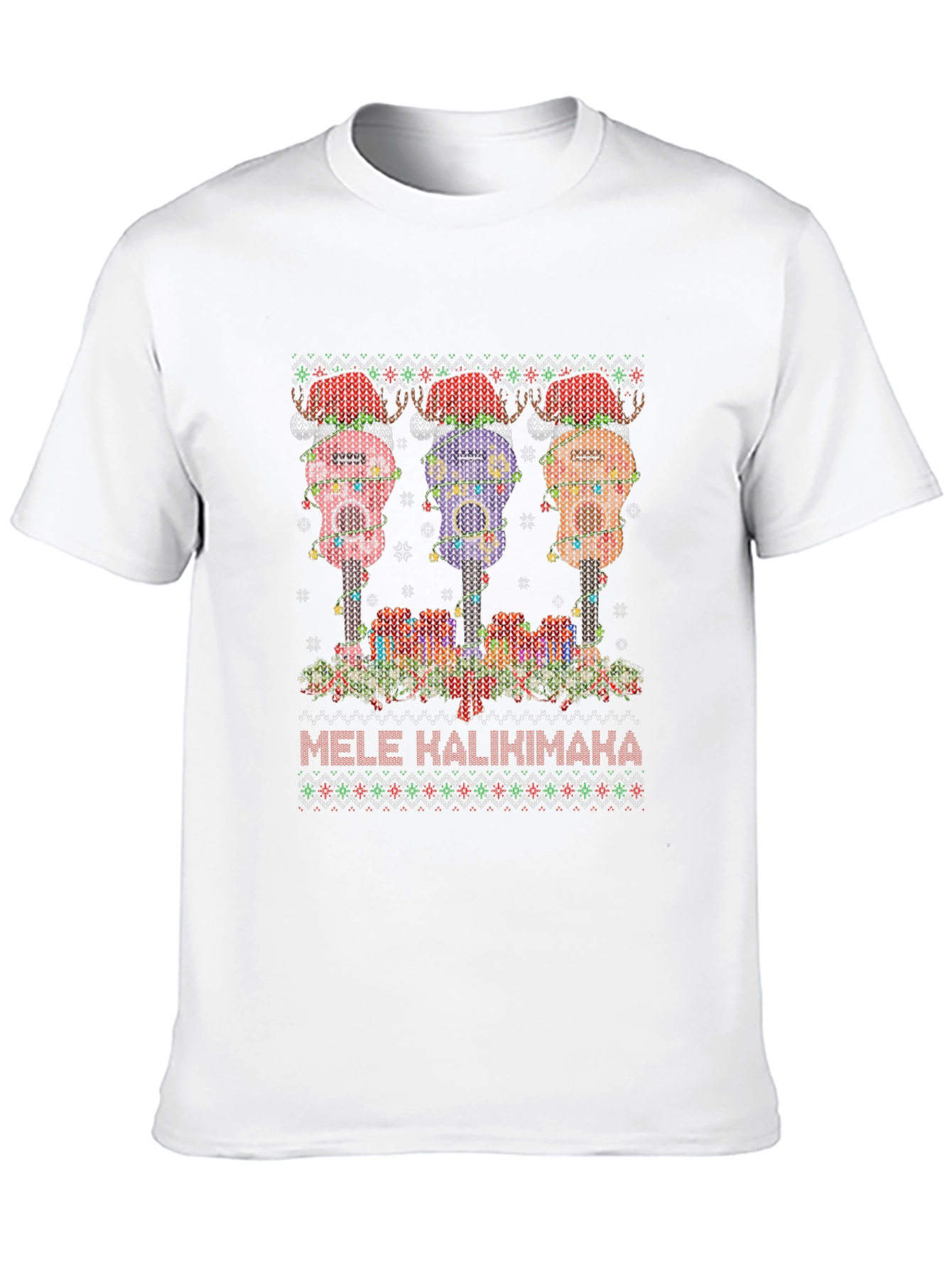 Mele Kalikimaka Ugly Christmas Ukulele T-Shirt
