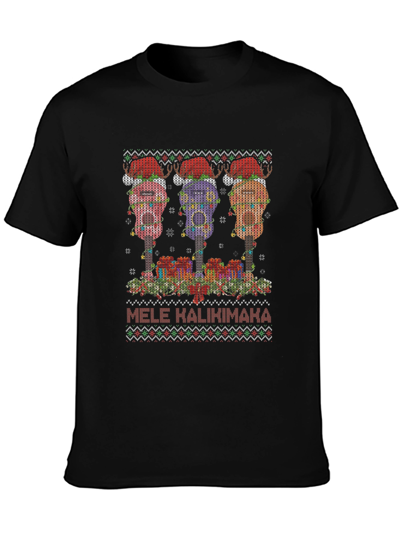 Mele Kalikimaka Ugly Christmas Ukulele T-Shirt