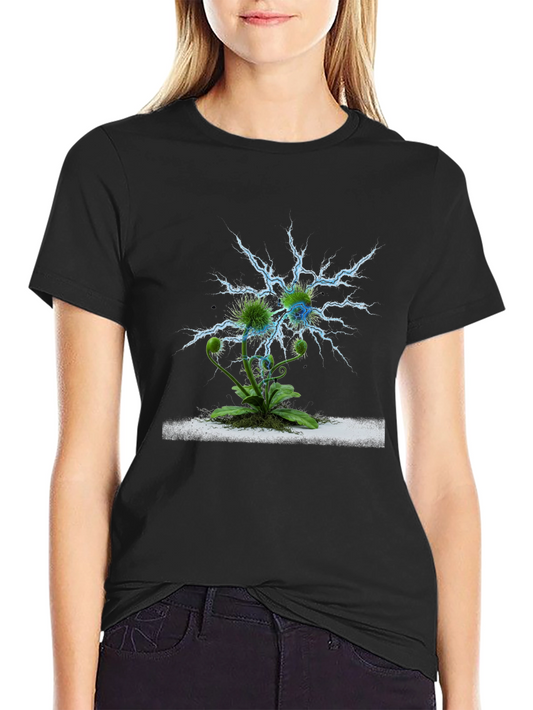 Botanical Lightning Strike T-Shirt - Bold Graphic Tee