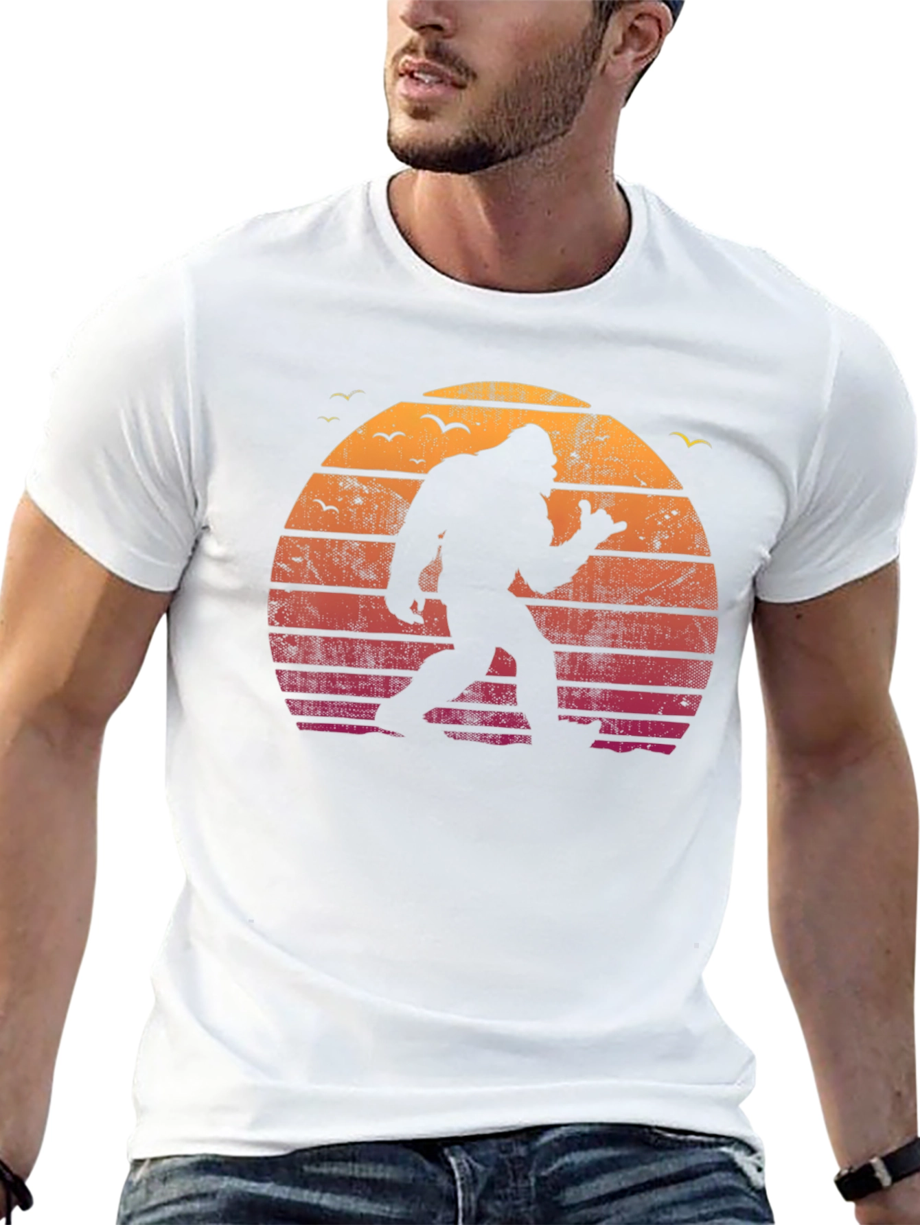 Retro Bigfoot Sunset T-Shirt - Black