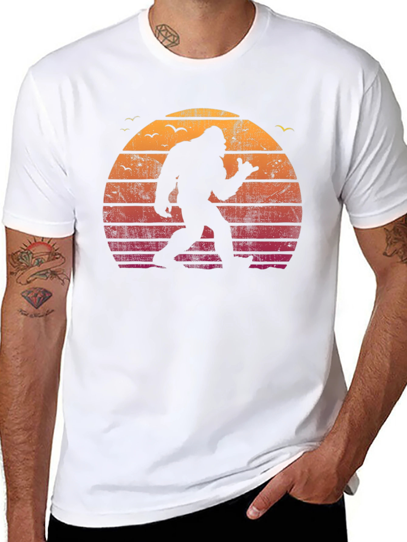 Retro Bigfoot Sunset T-Shirt - Black