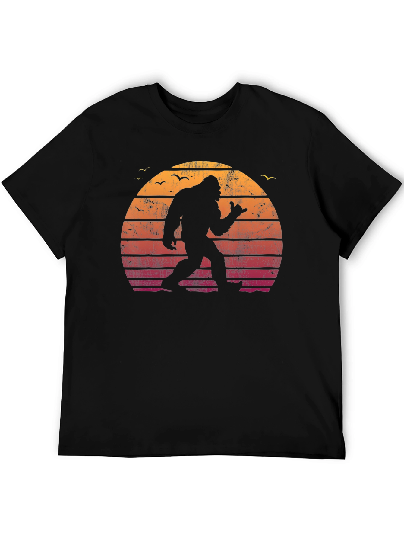 Retro Bigfoot Sunset T-Shirt - Black