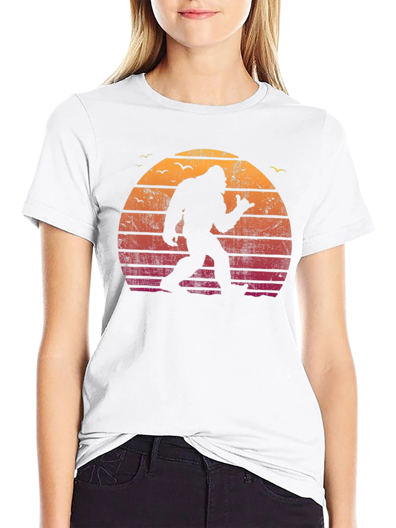 Retro Bigfoot Sunset T-Shirt - Black