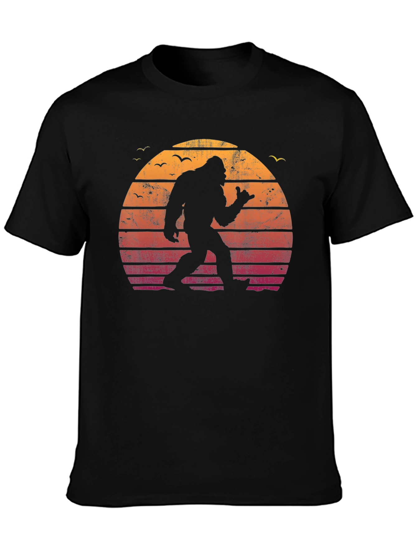 Retro Bigfoot Sunset T-Shirt - Black