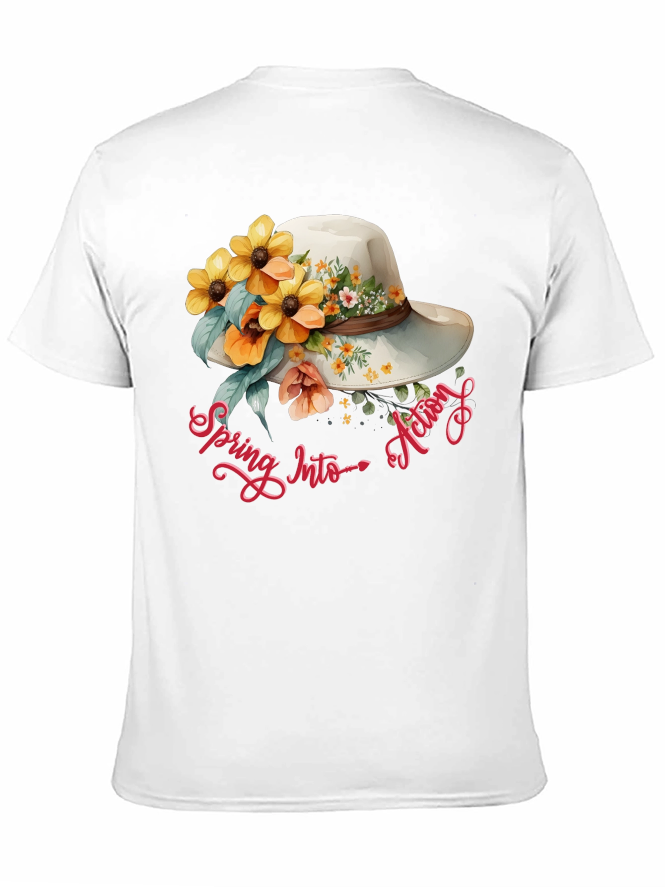 Floral Hat Spring Into Action Graphic Tee