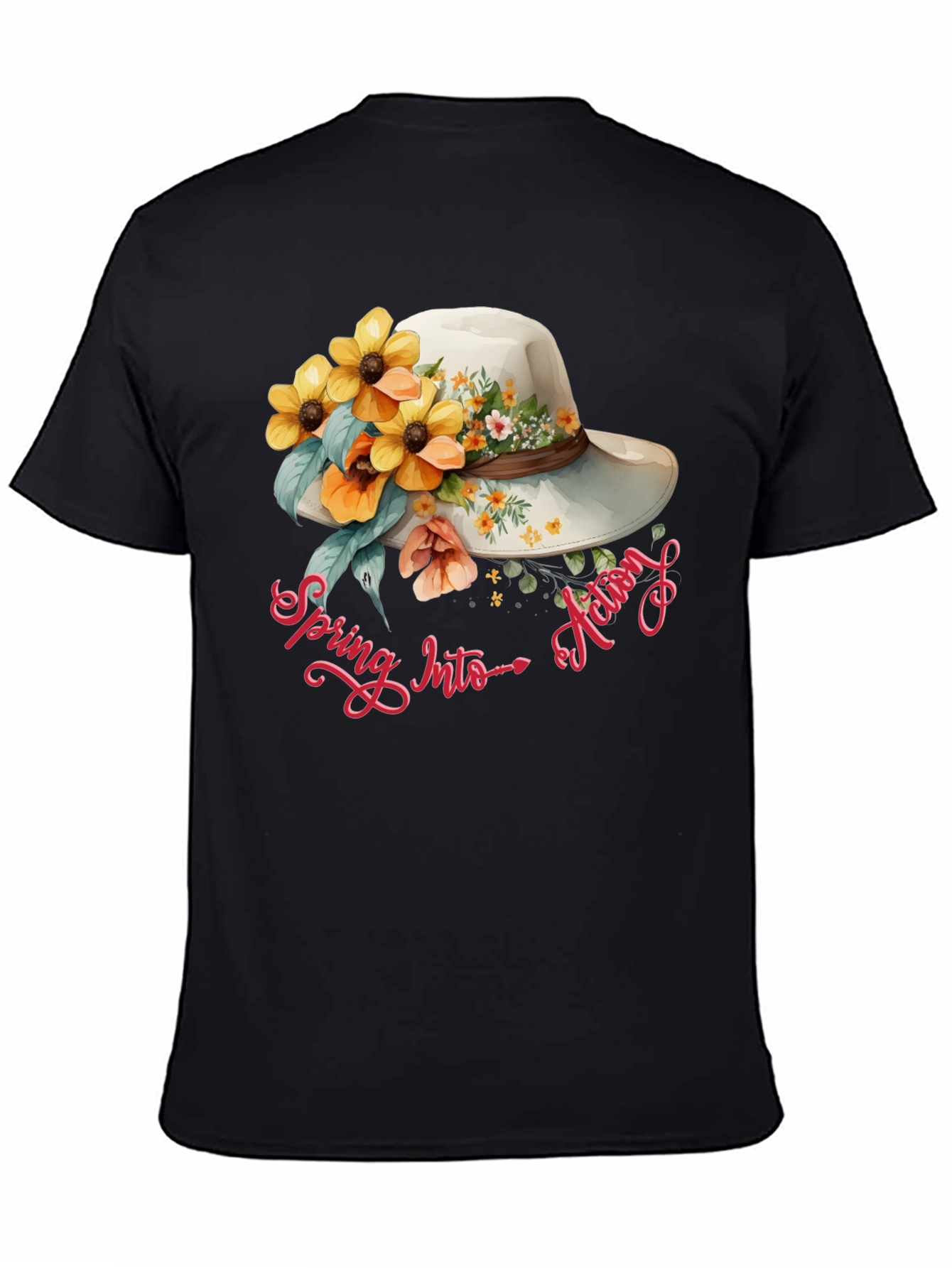 Floral Hat Spring Into Action Graphic Tee
