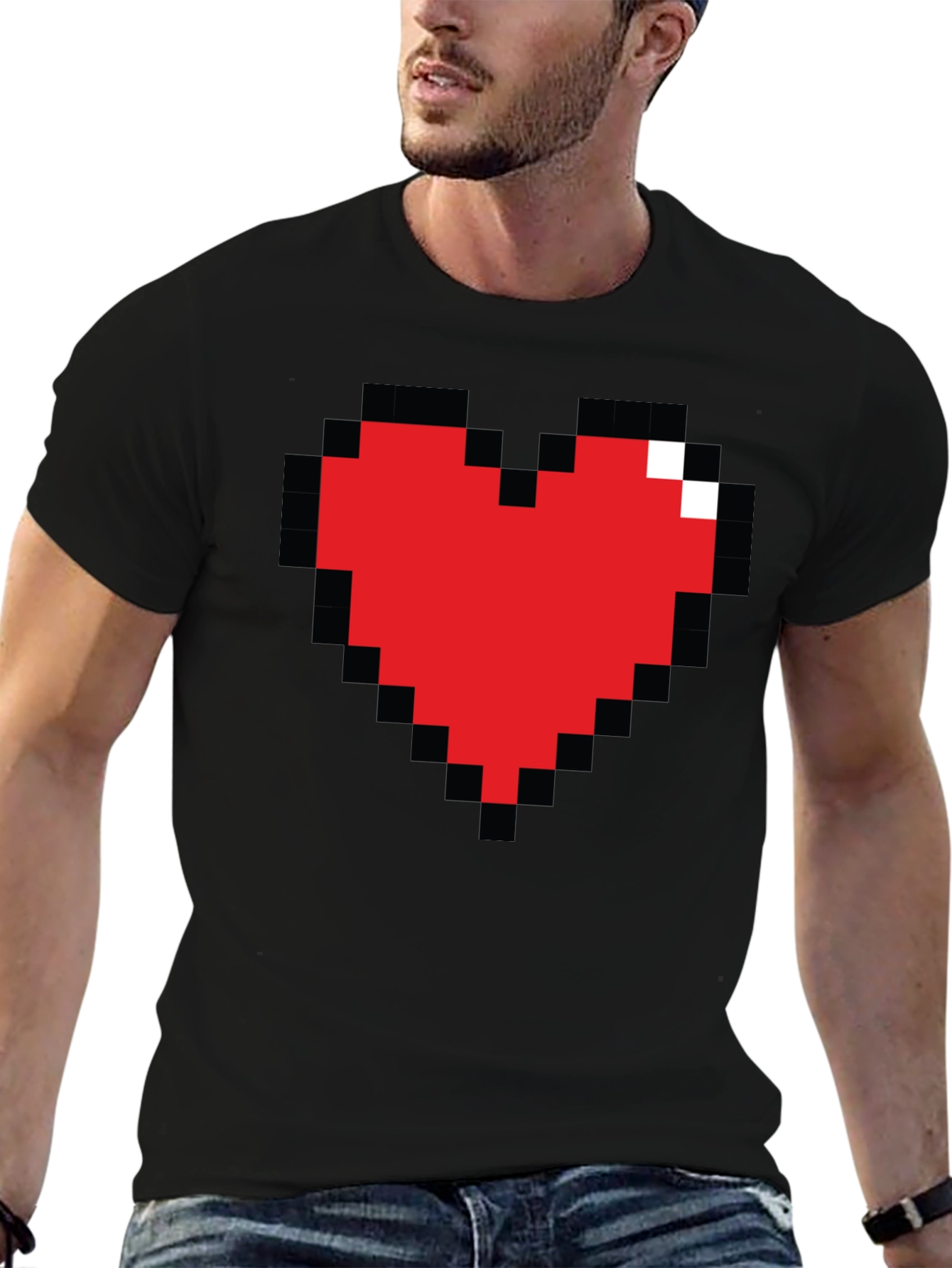 Pixel Heart Graphic Tee - Gamer Style Shirt
