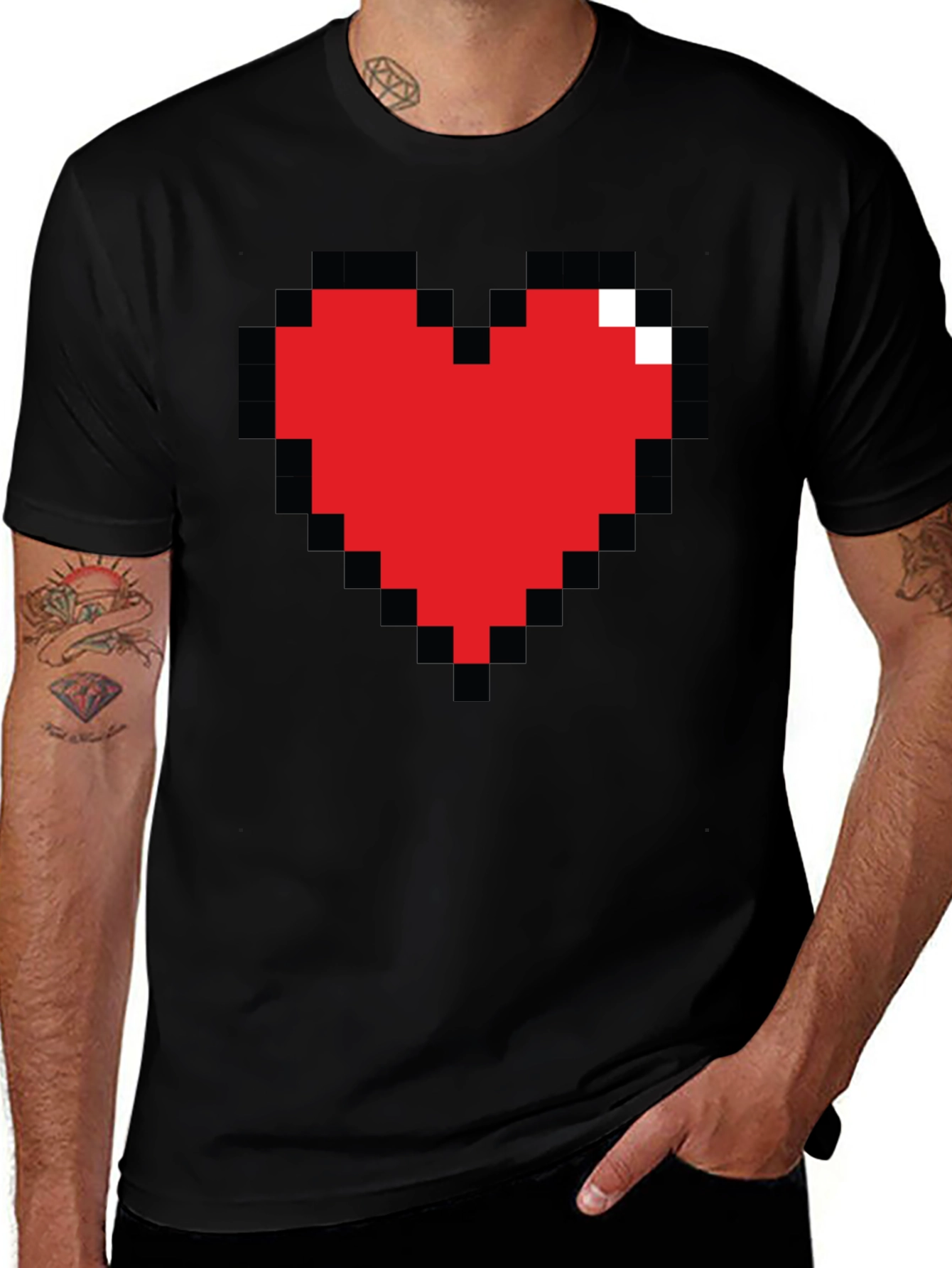 Pixel Heart Graphic Tee - Gamer Style Shirt