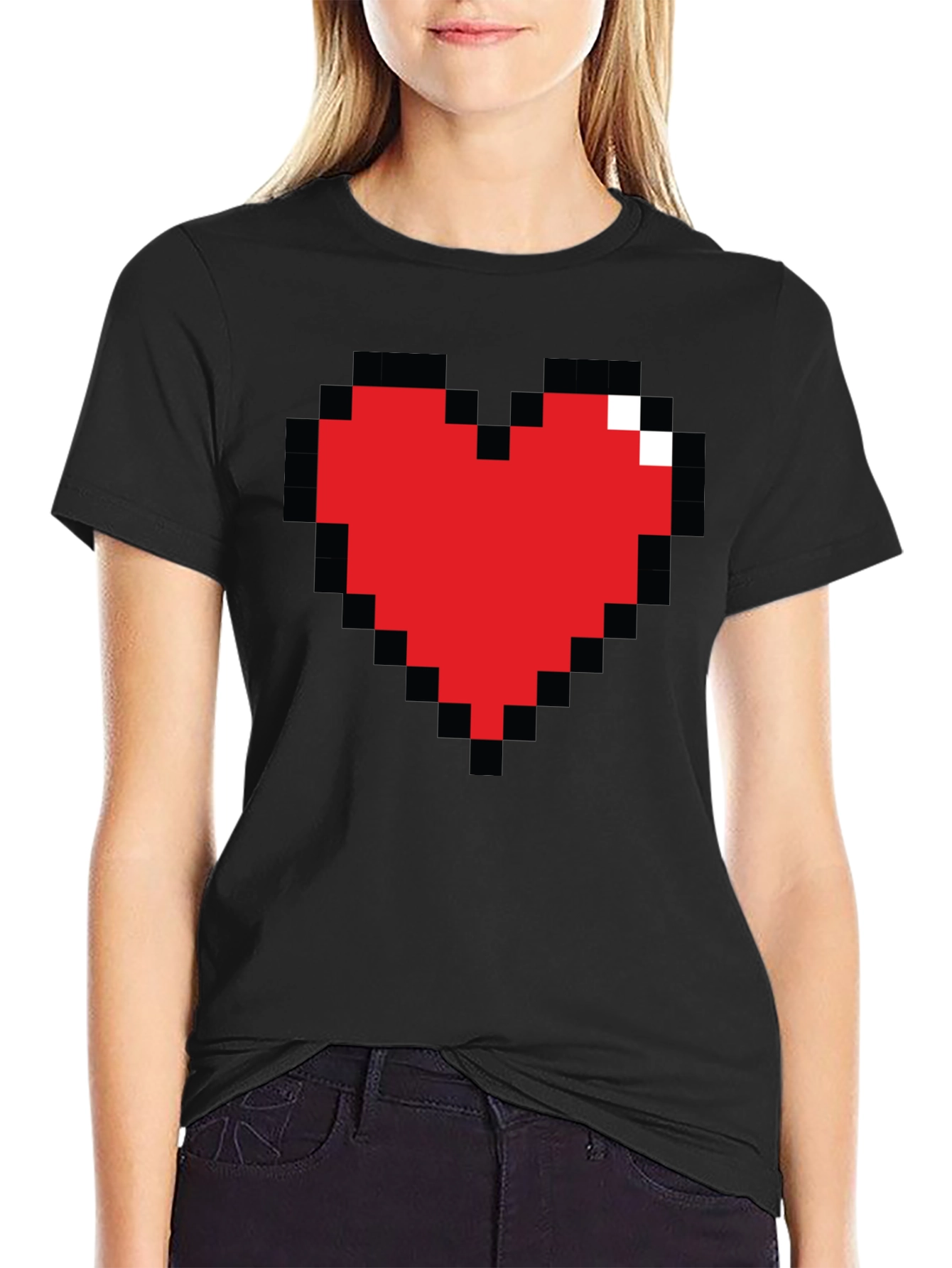 Pixel Heart Graphic Tee - Gamer Style Shirt