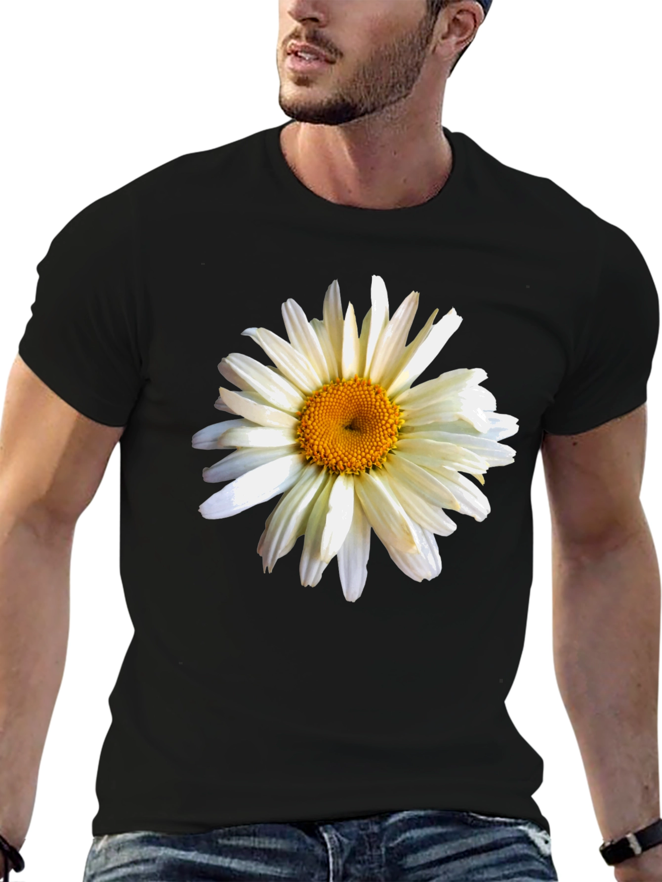 Daisy Graphic Print Black Tee