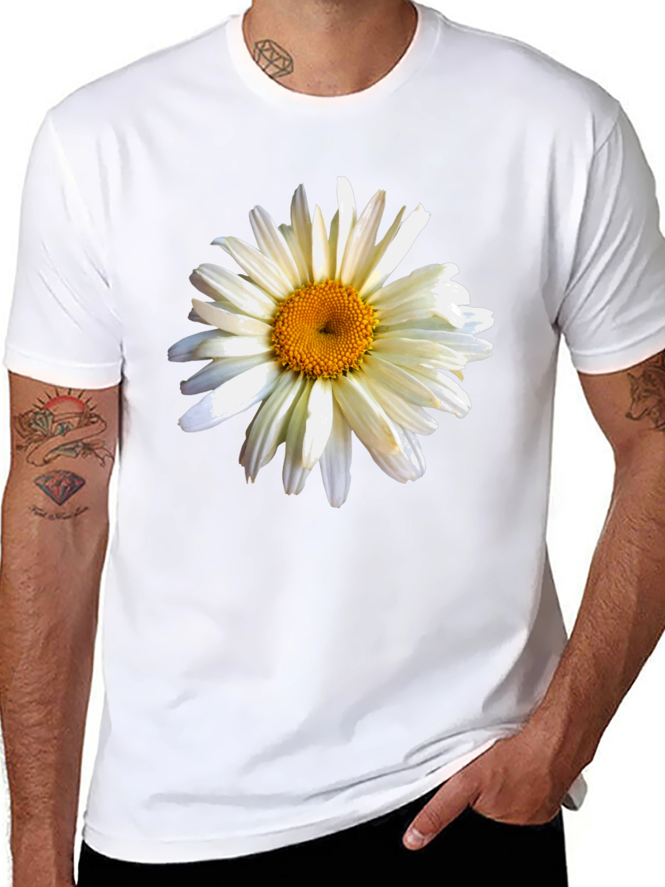 Daisy Graphic Print Black Tee