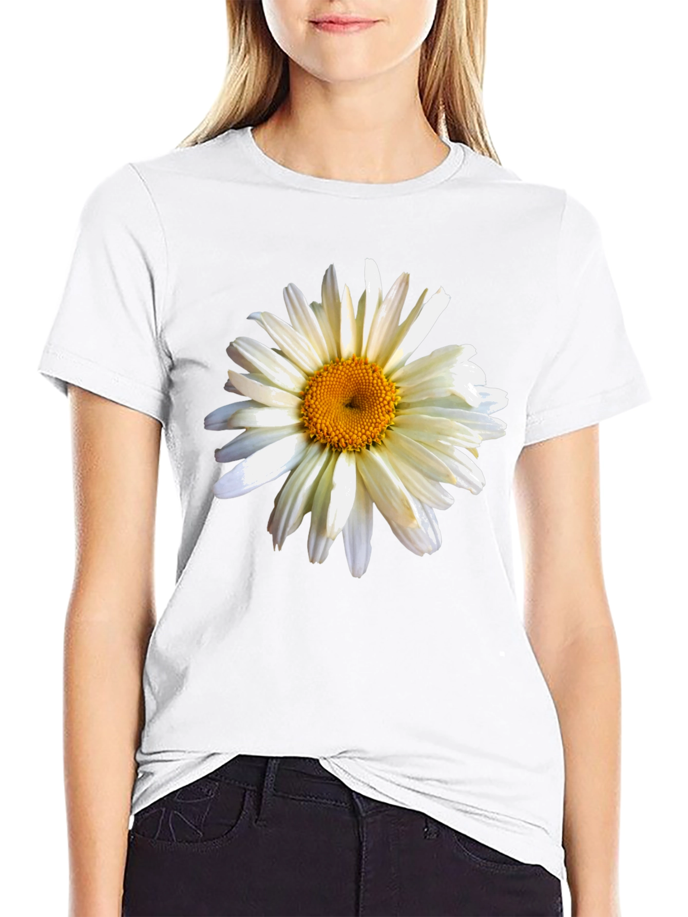 Daisy Graphic Print Black Tee