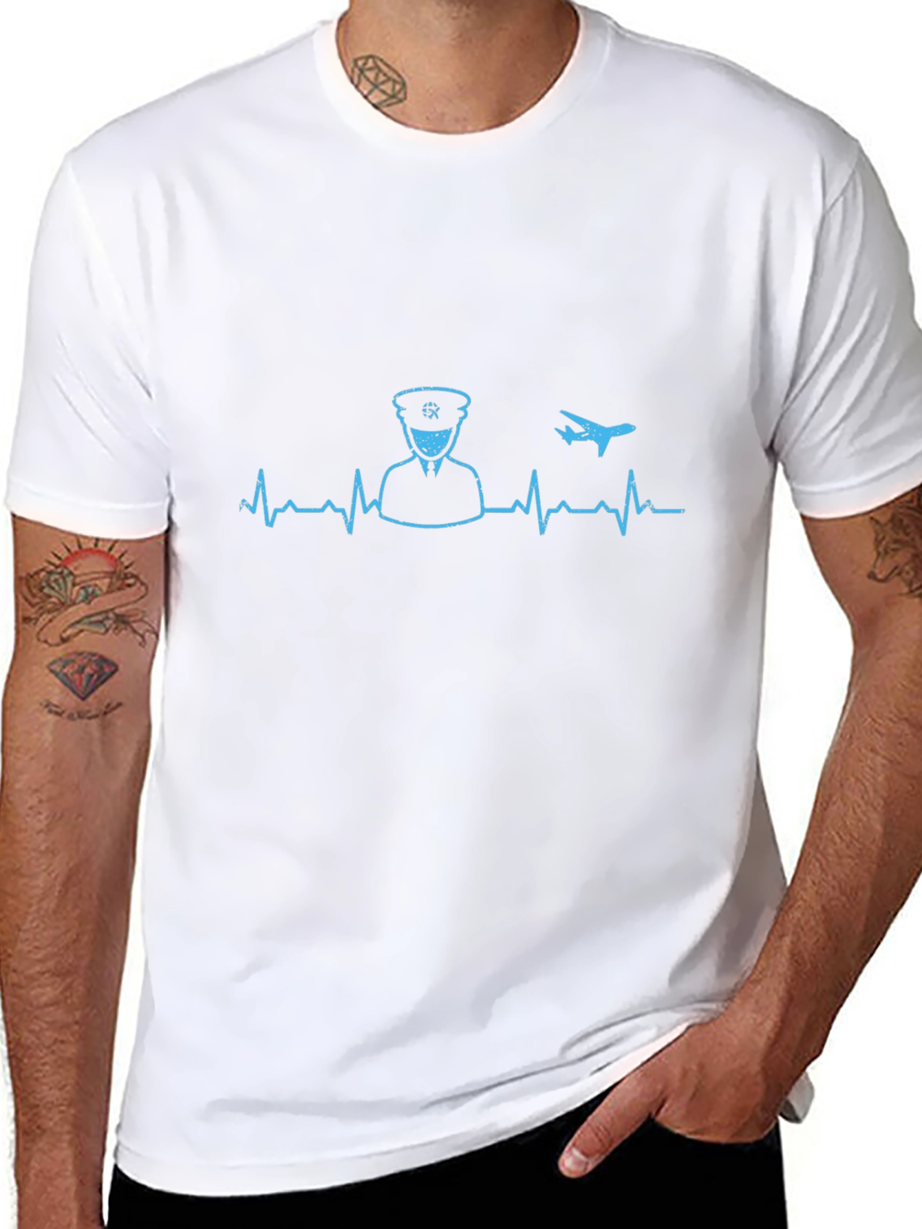 Pilot Heartbeat Graphic Tee - Aviation Lover T-Shirt