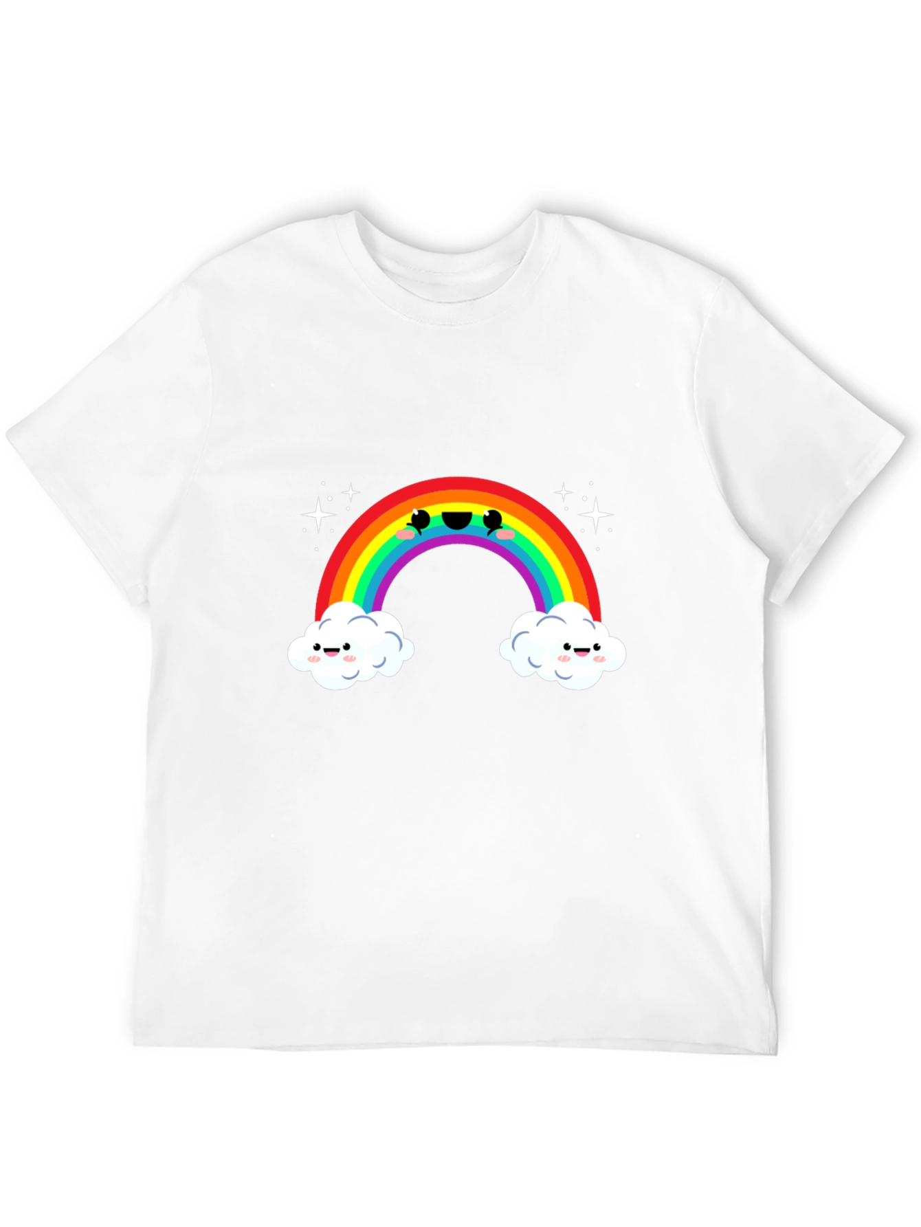 Kawaii Rainbow Cloud Black T-Shirt