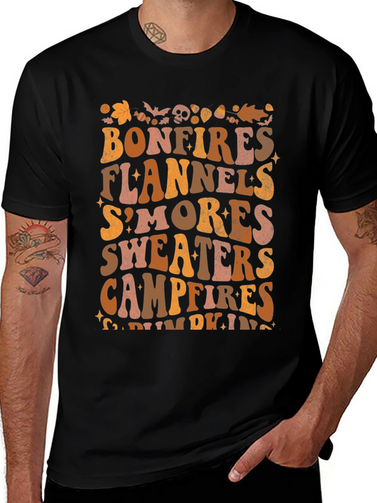 Bonfires Flannels Smores Fall T-Shirt