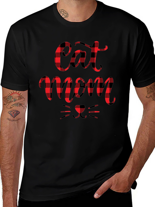 Buffalo Plaid Cat Mom Tee