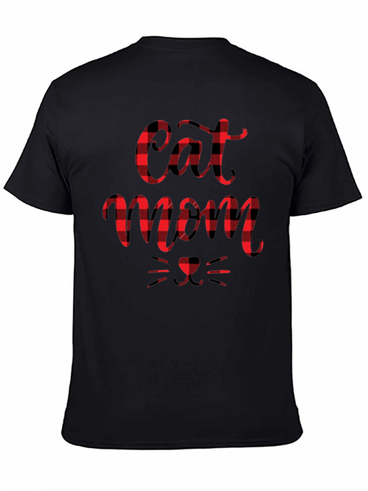 Buffalo Plaid Cat Mom Tee
