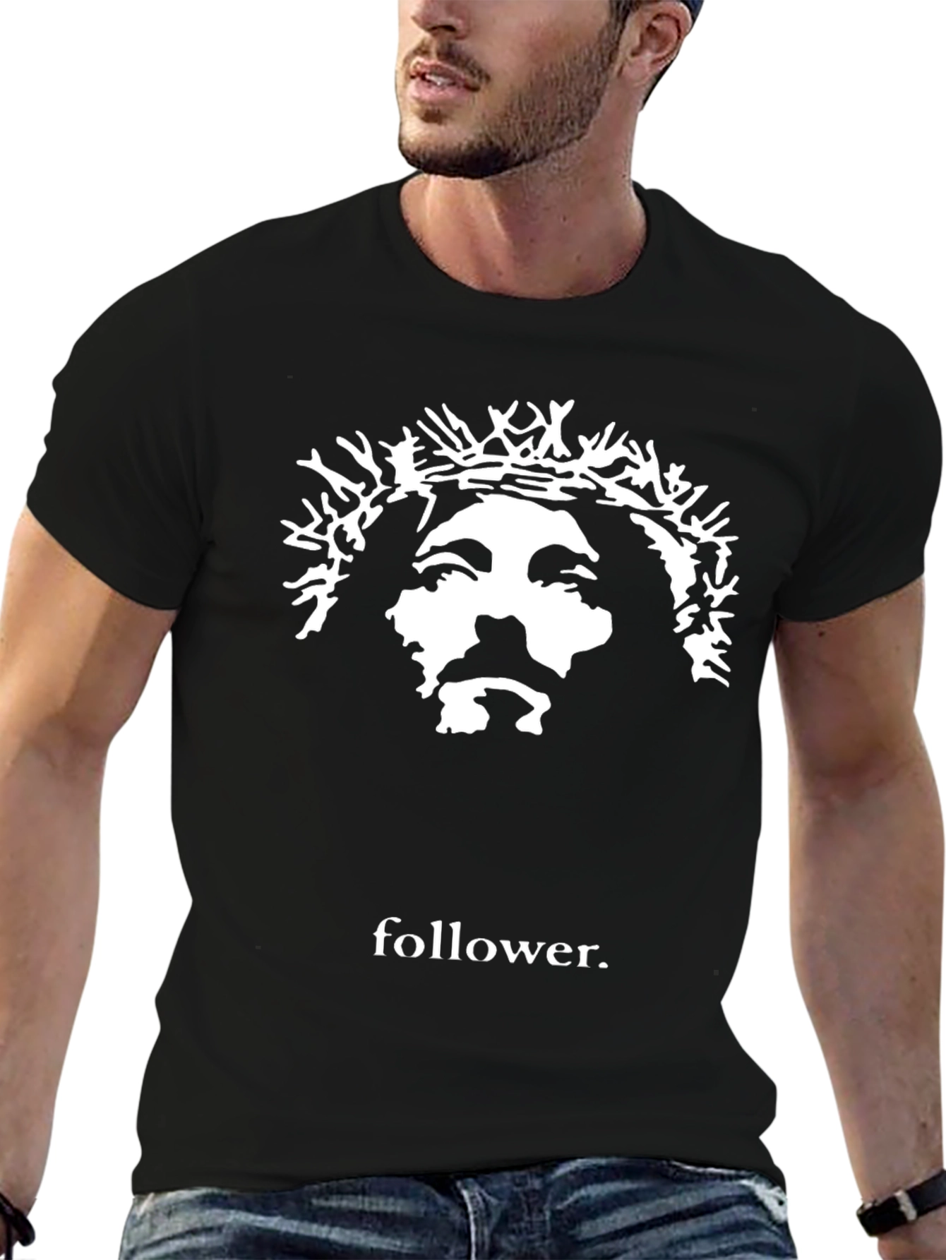 Follower Graphic T-Shirt - Black Jesus Design