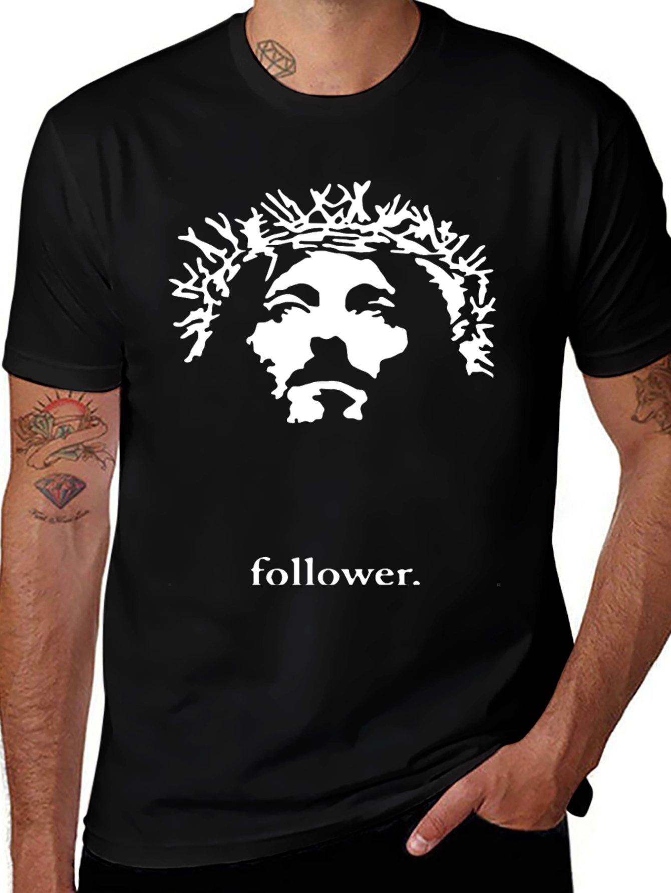 Follower Graphic T-Shirt - Black Jesus Design