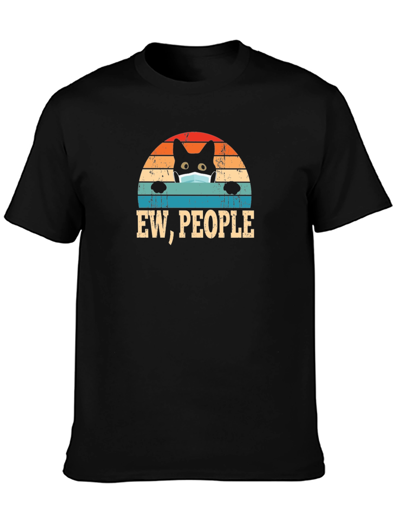 Ew People Black Cat Mask T-Shirt