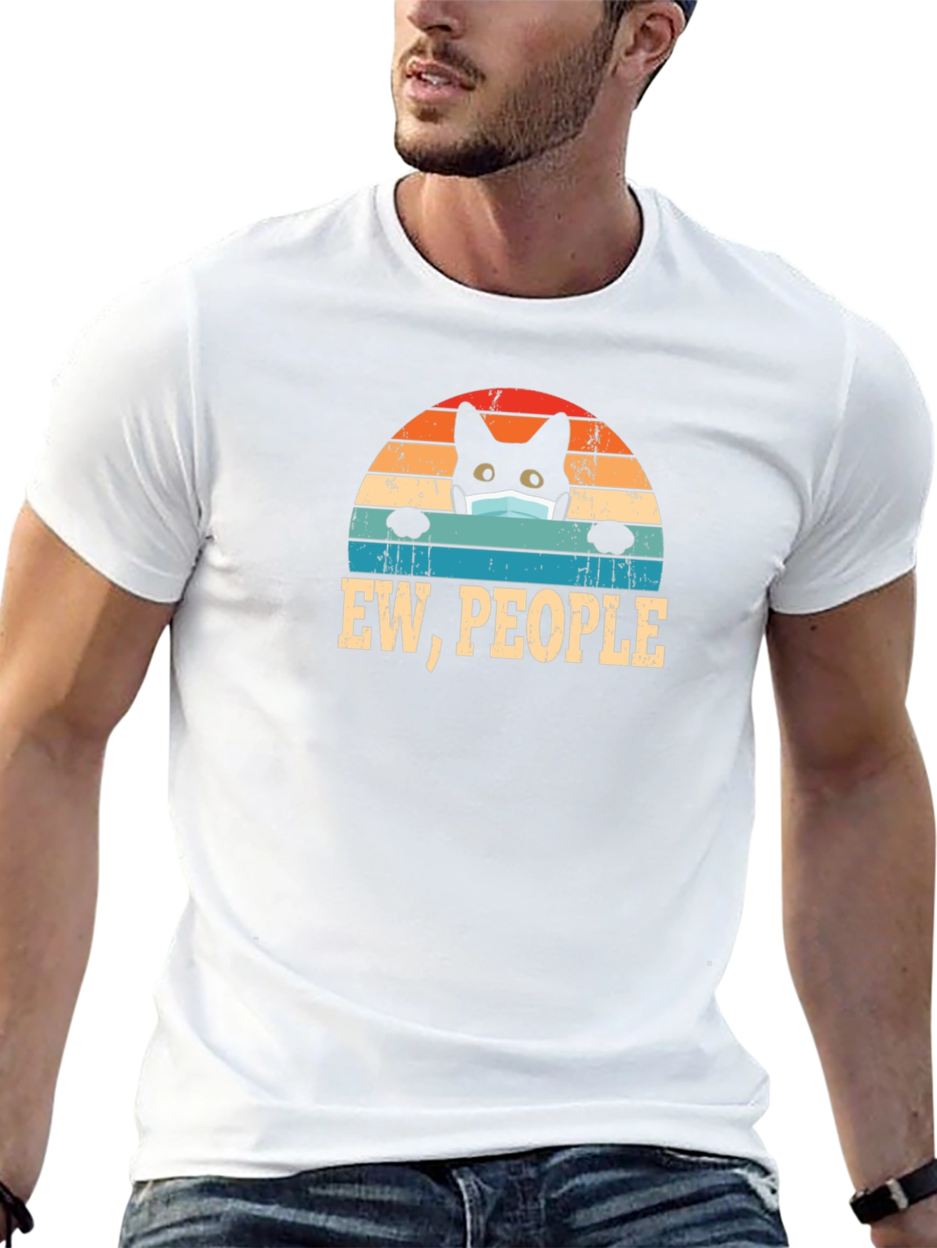 Ew People Black Cat Mask T-Shirt