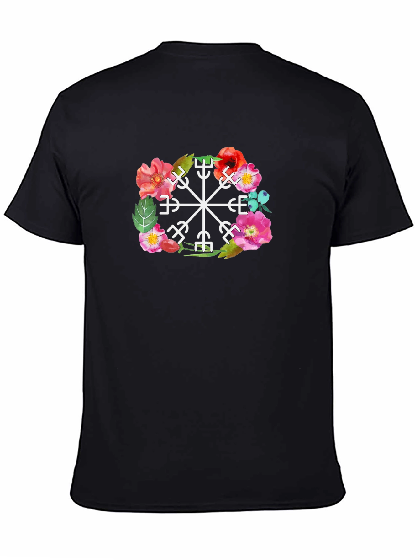Floral Vegvisir Compass Graphic Tee
