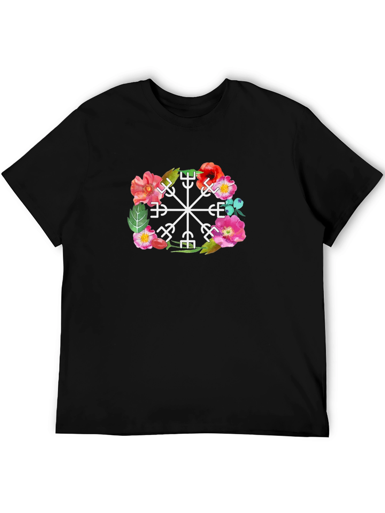 Floral Vegvisir Compass Graphic Tee