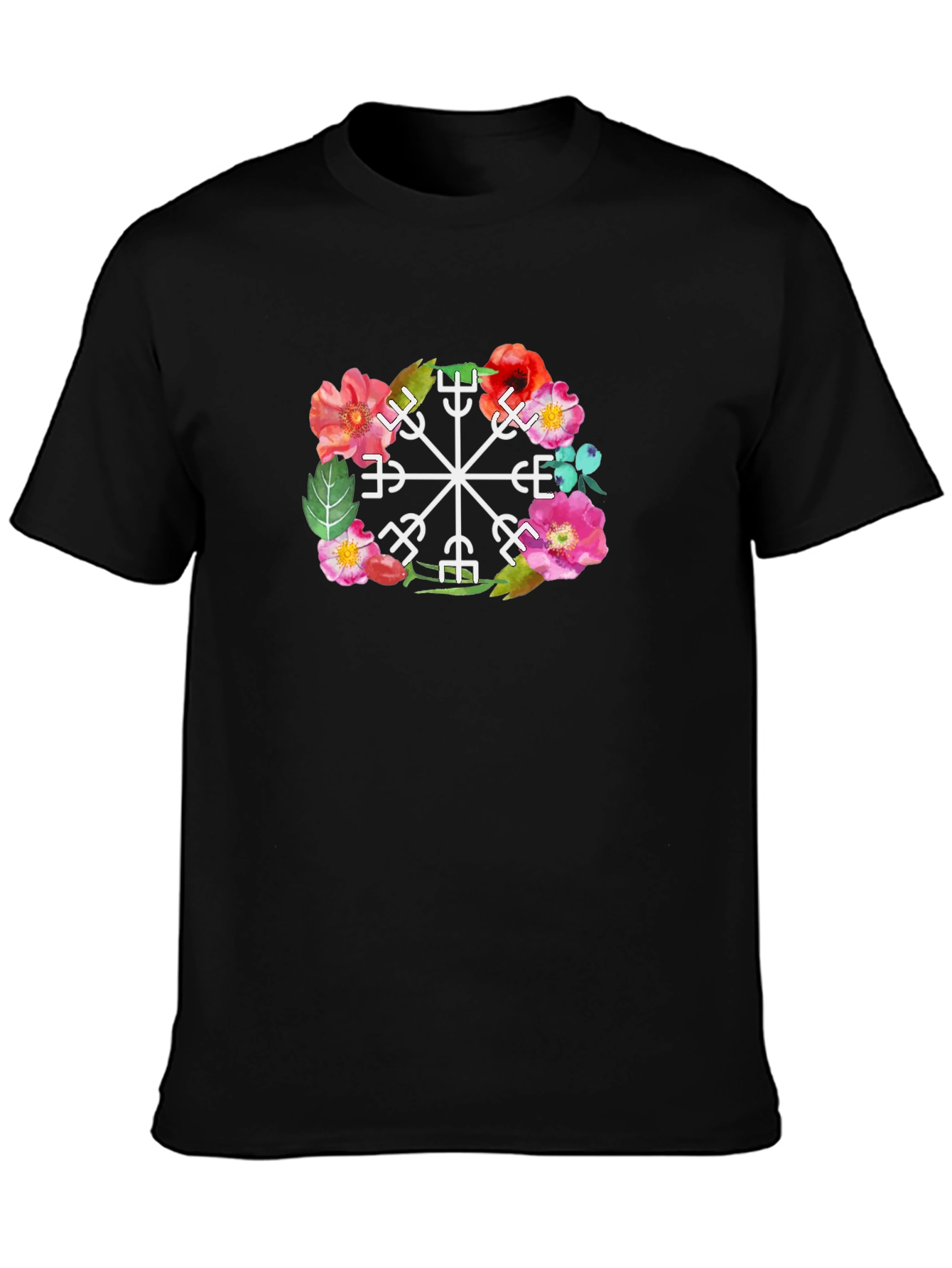Floral Vegvisir Compass Graphic Tee