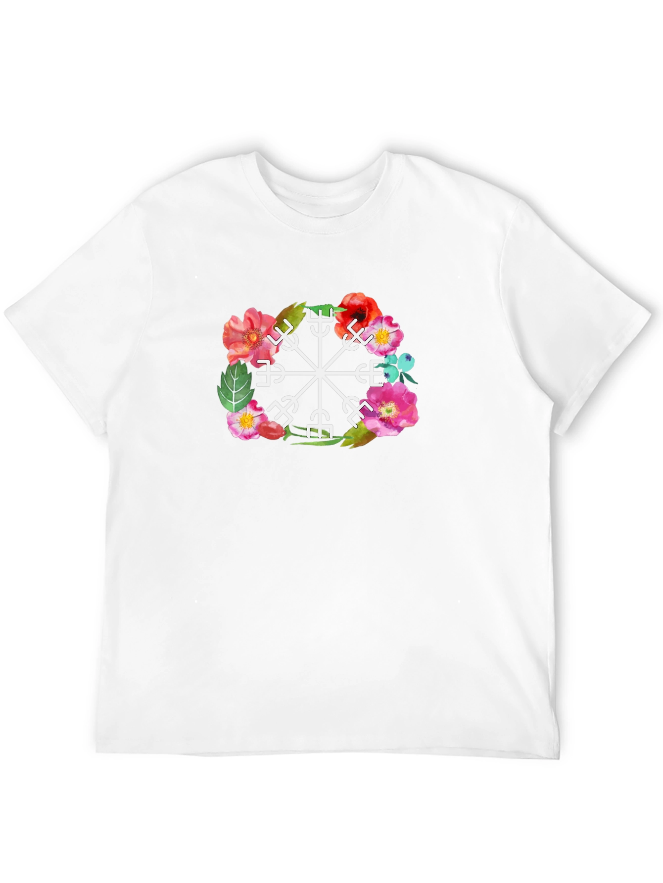 Floral Vegvisir Compass Graphic Tee