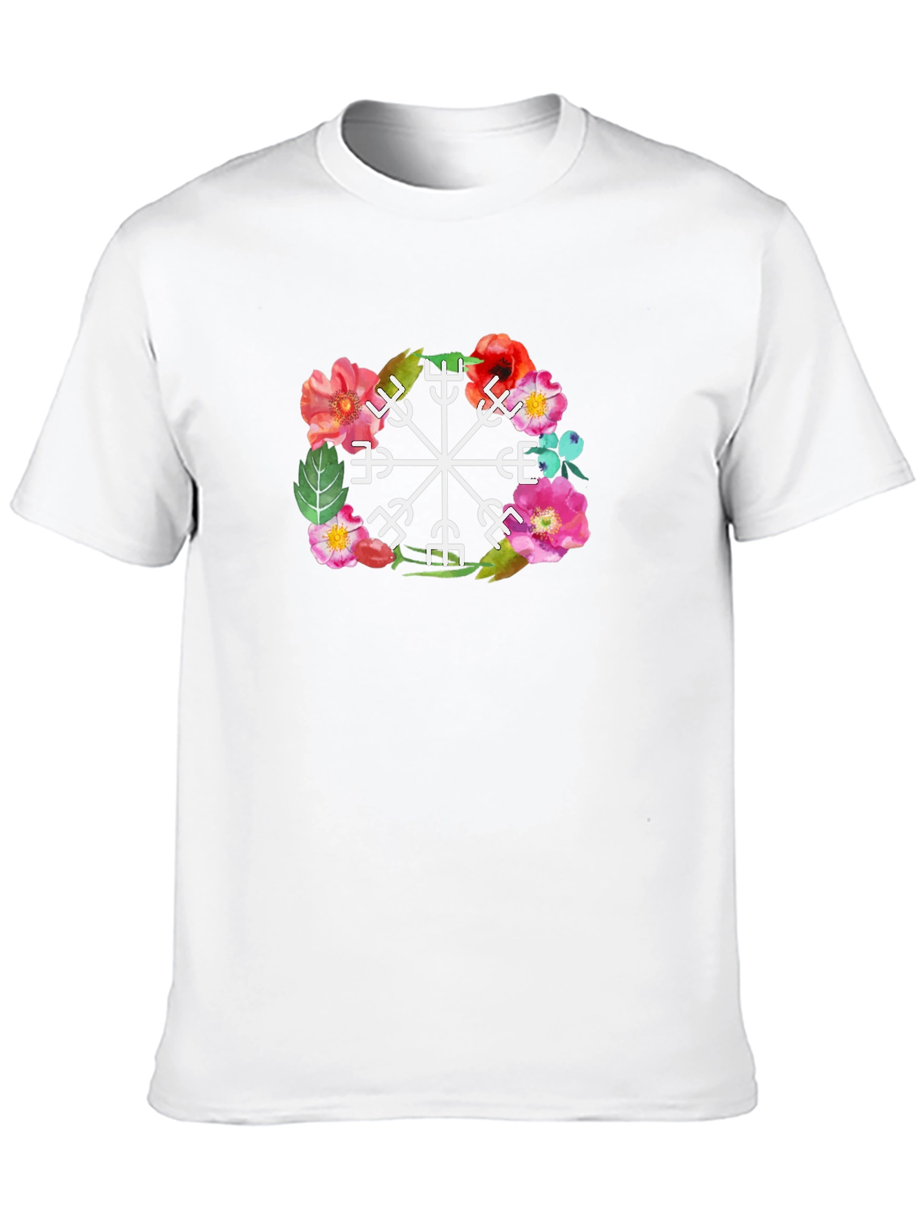 Floral Vegvisir Compass Graphic Tee