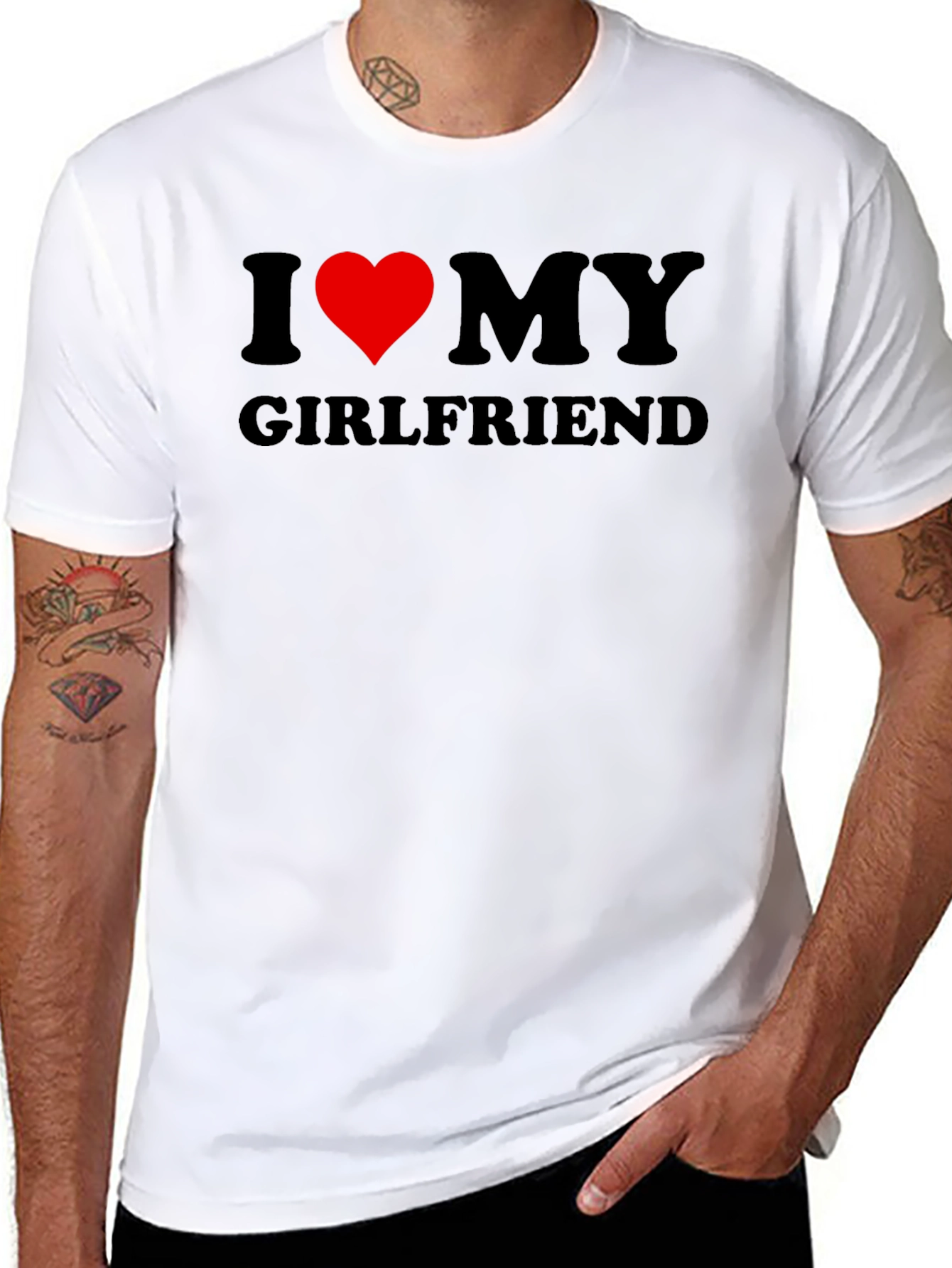 I Love My Girlfriend T-Shirt - Black Crew Neck