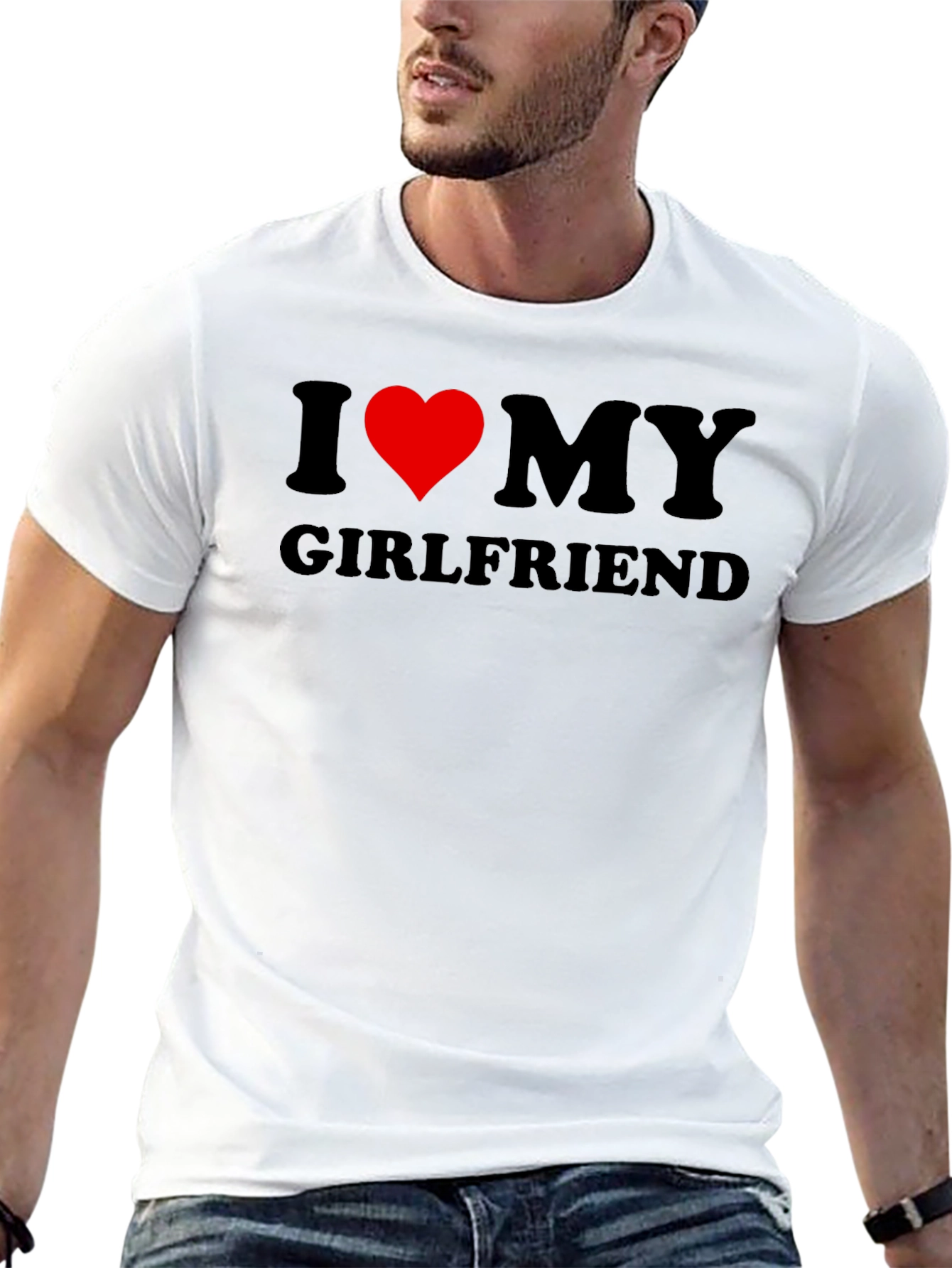 I Love My Girlfriend T-Shirt - Black Crew Neck