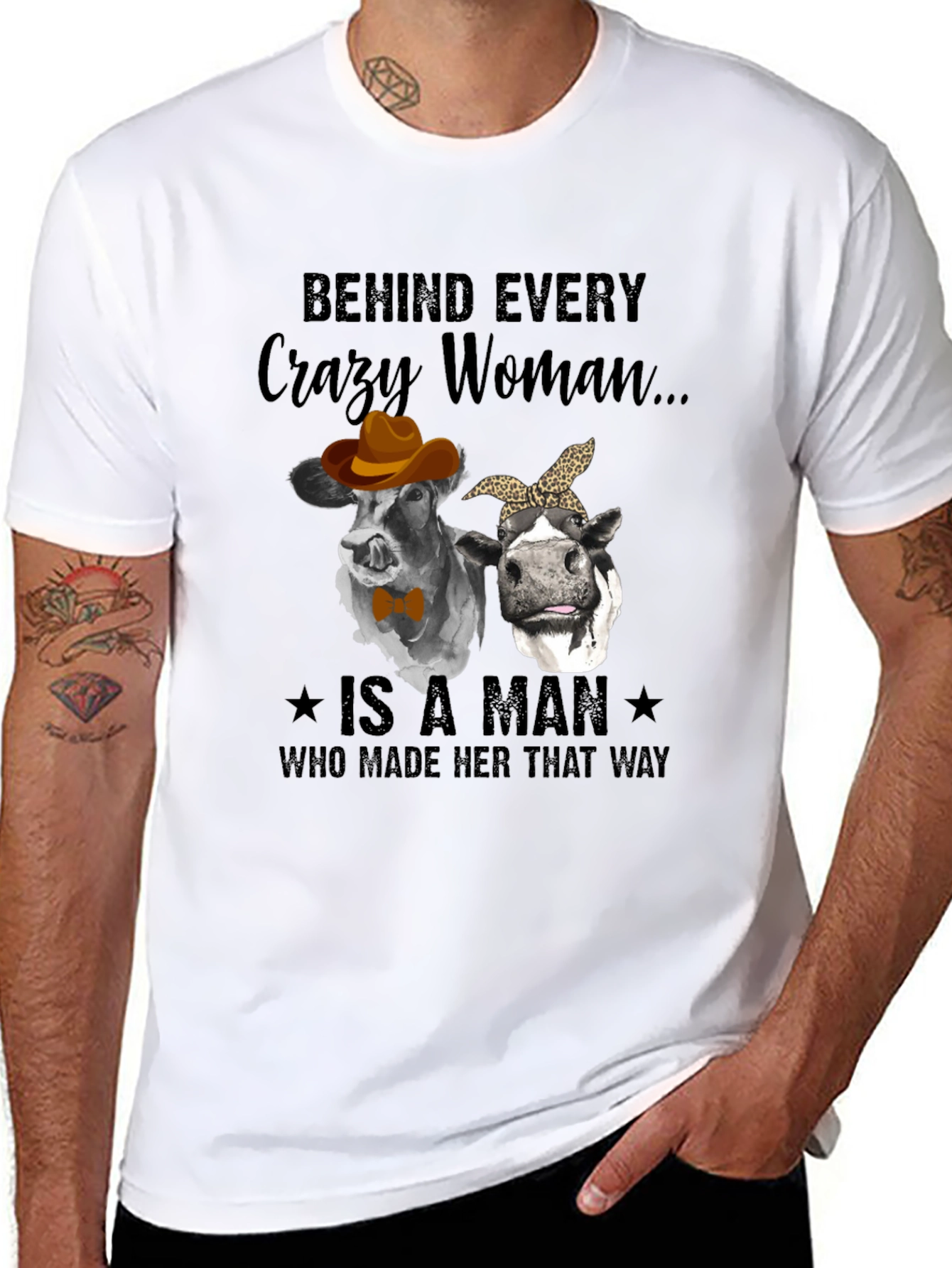 Crazy Woman Cow Graphic T-Shirt