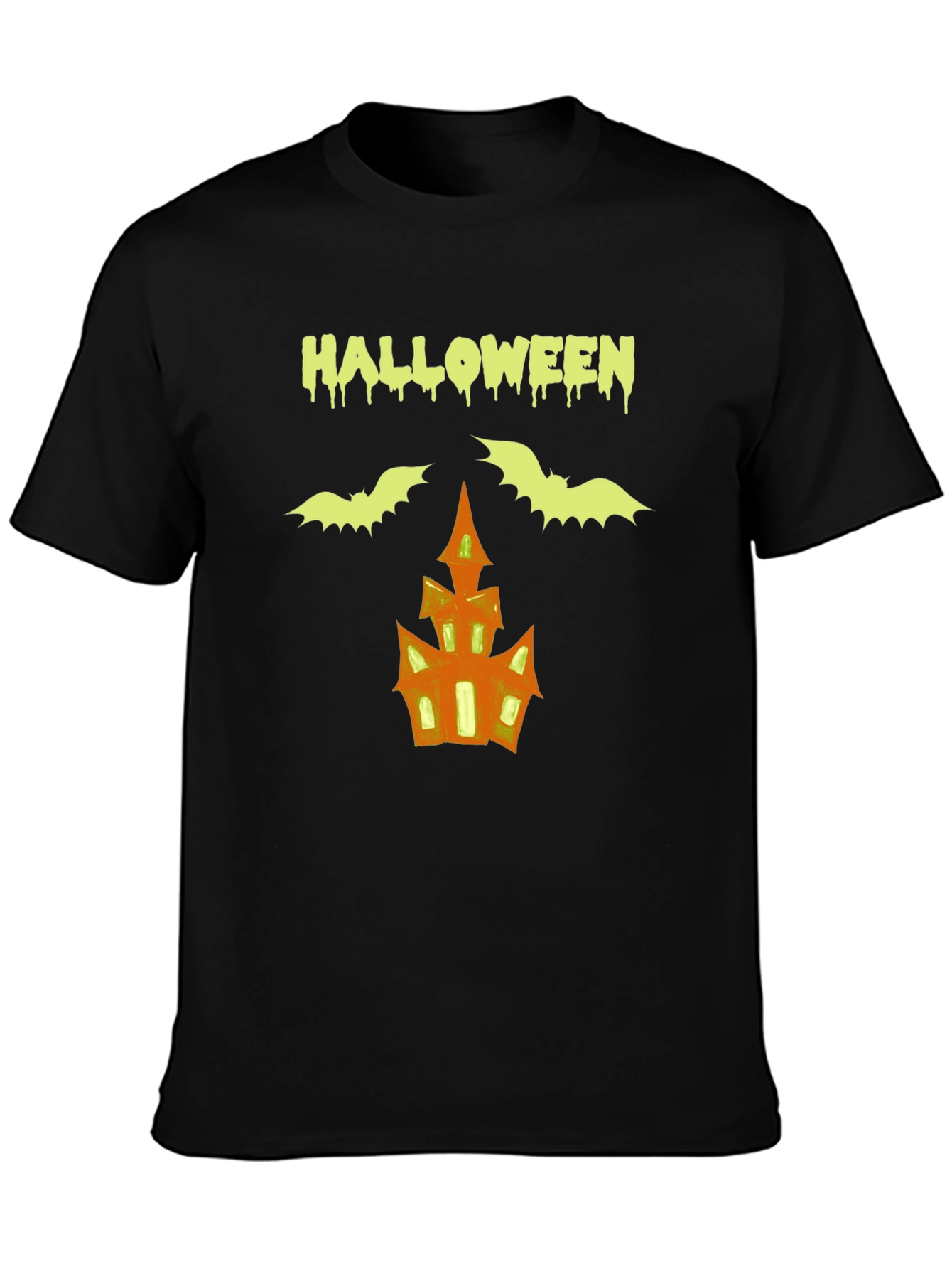 Halloween T-Shirt: Bats & Haunted House Graphic Tee