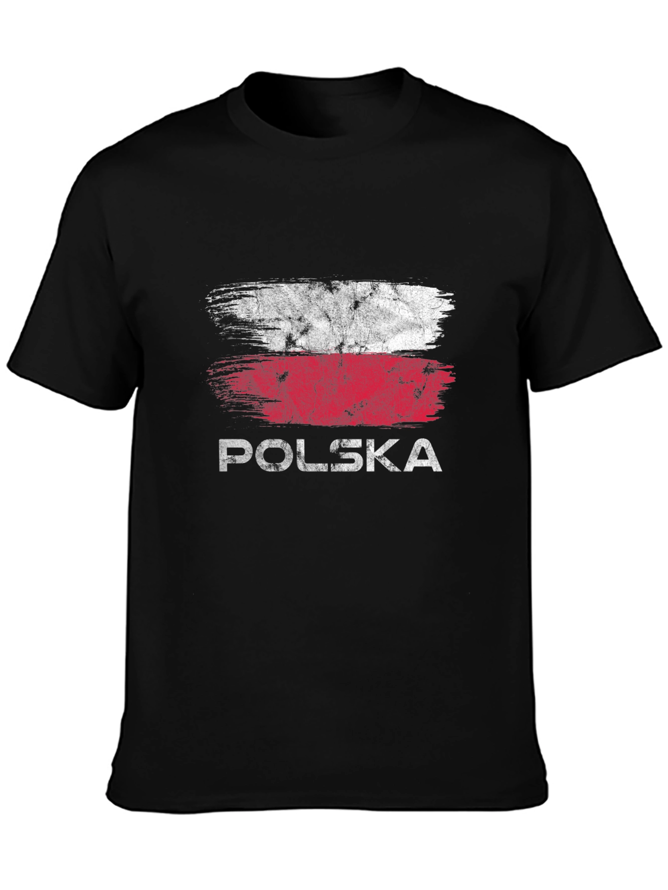 Polska Flag Grunge T-Shirt - Black