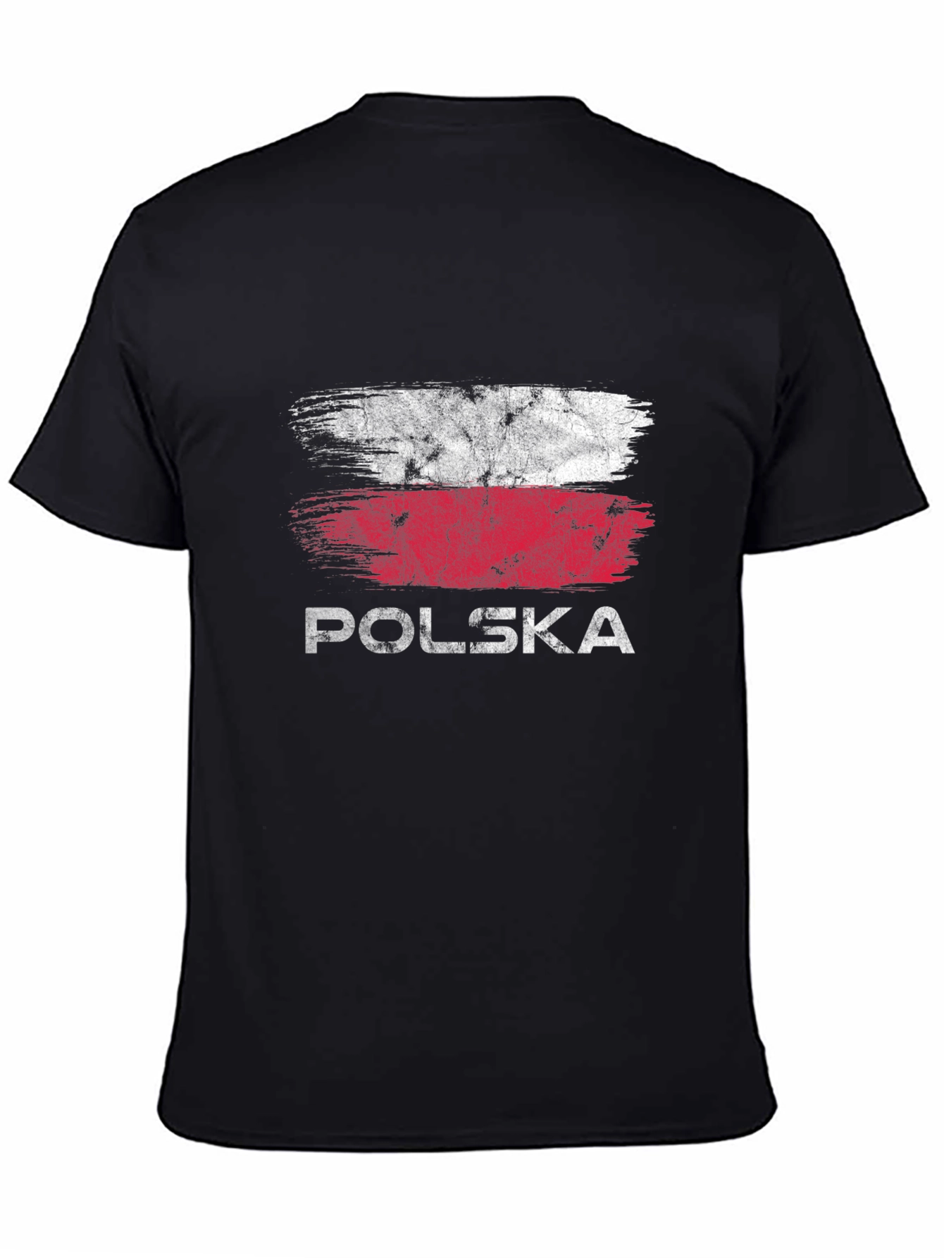 Polska Flag Grunge T-Shirt - Black