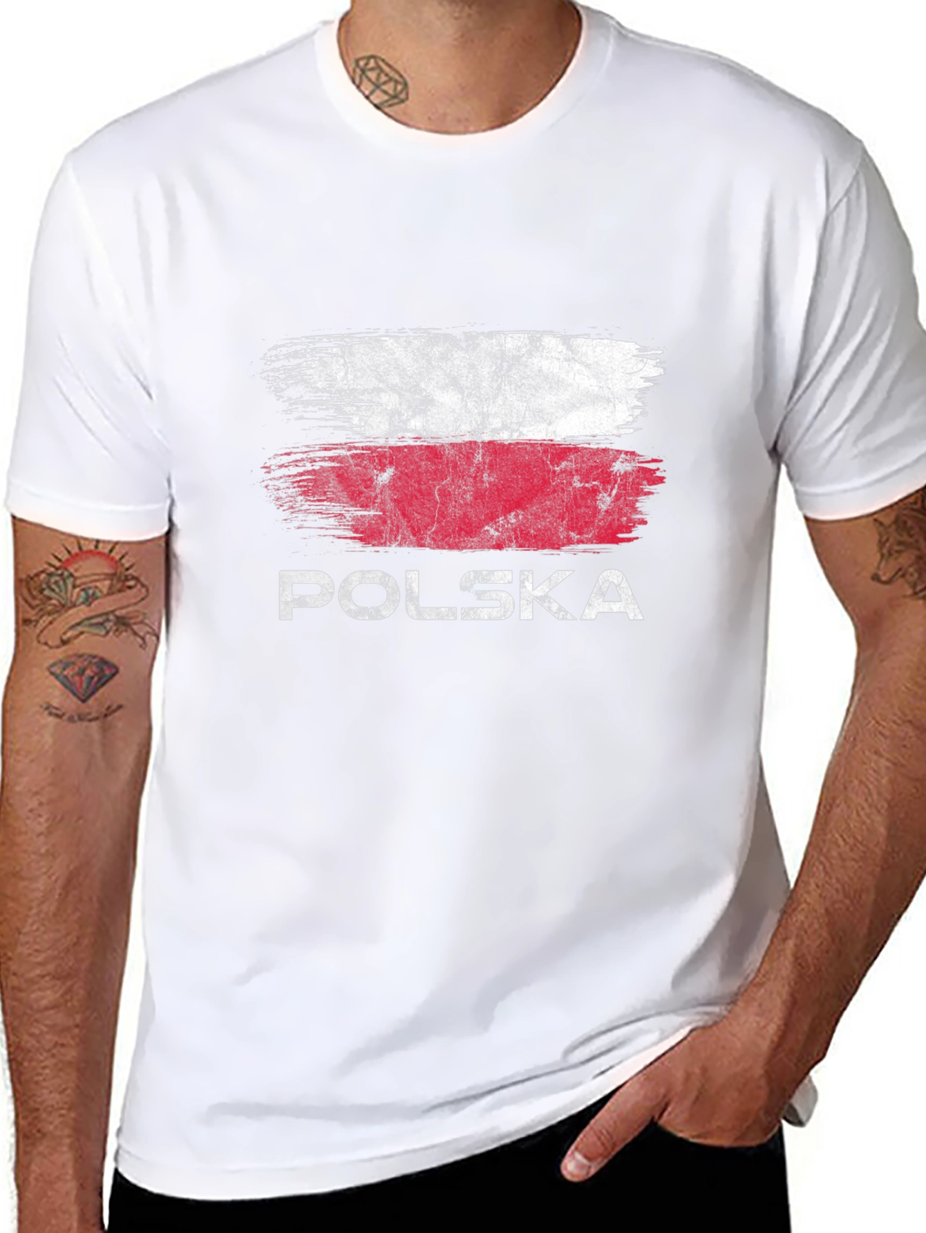 Polska Flag Grunge T-Shirt - Black