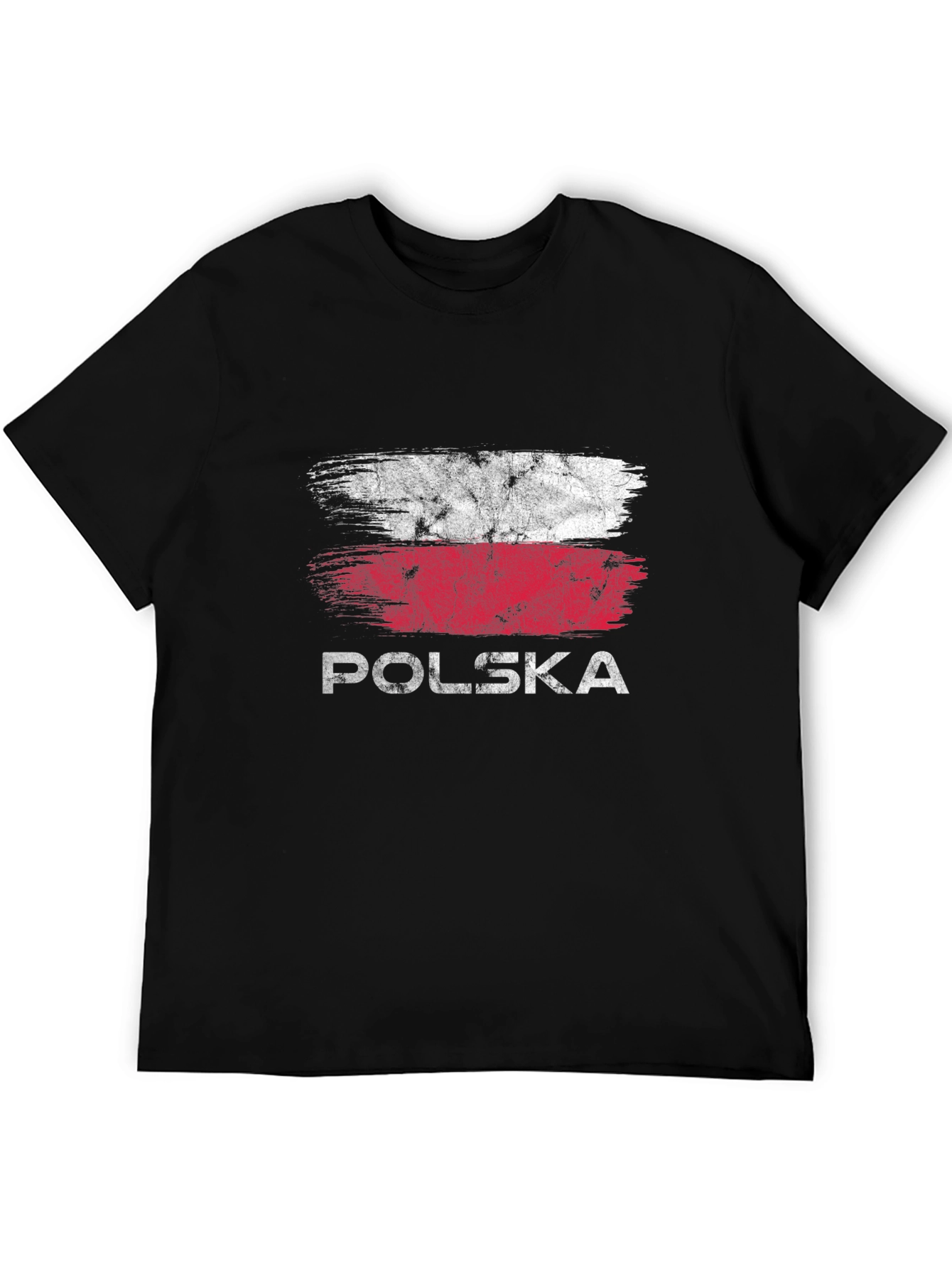 Polska Flag Grunge T-Shirt - Black