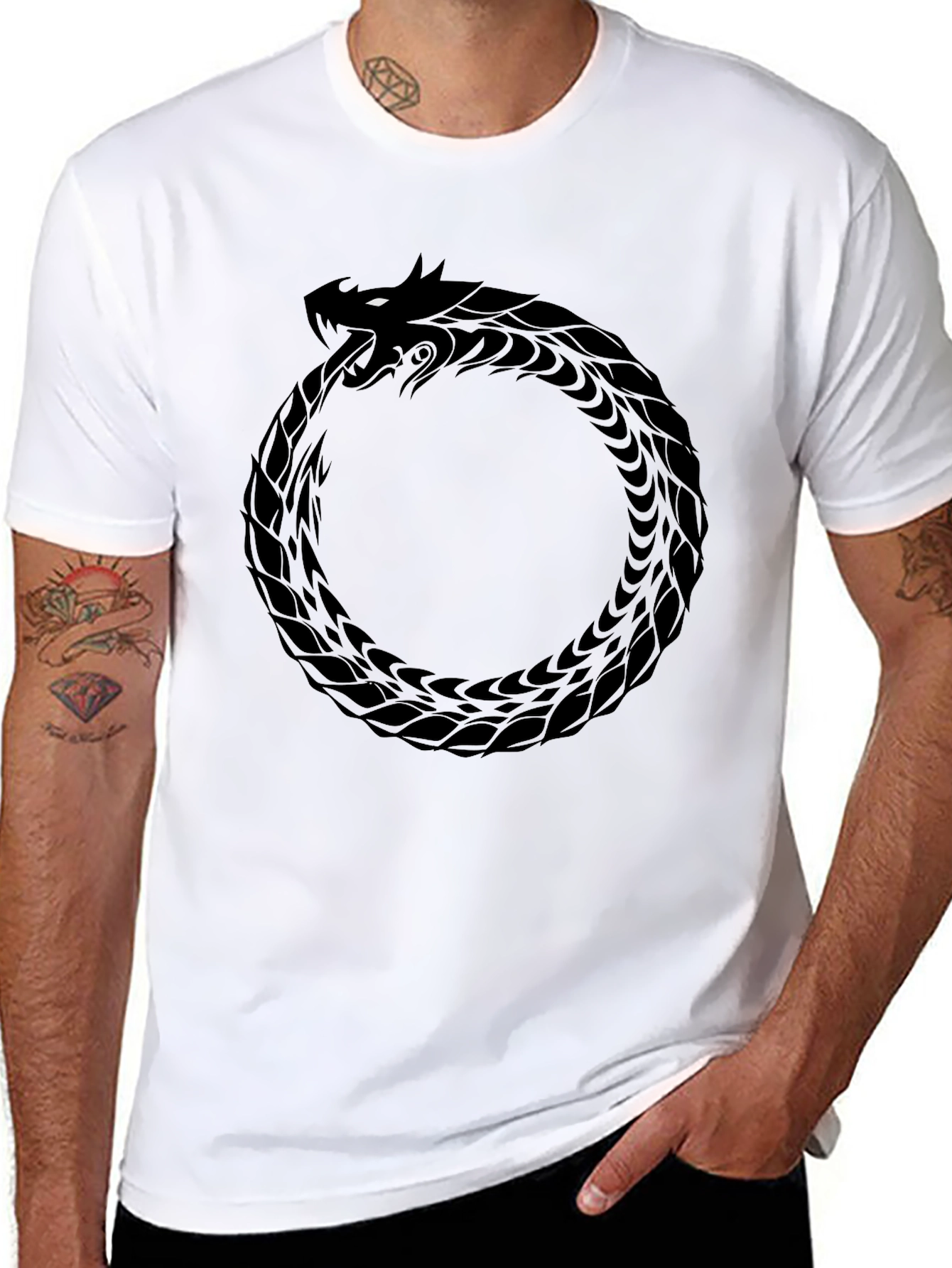 Ouroboros Snake T-Shirt - Black Graphic Tee