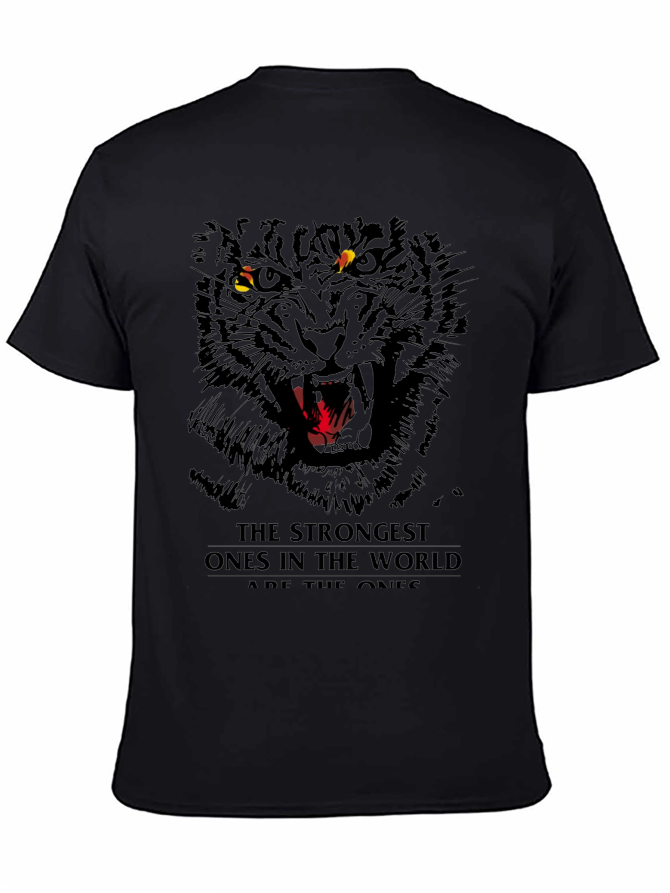 Mens Black Tiger Graphic T-Shirt - Fierce Design