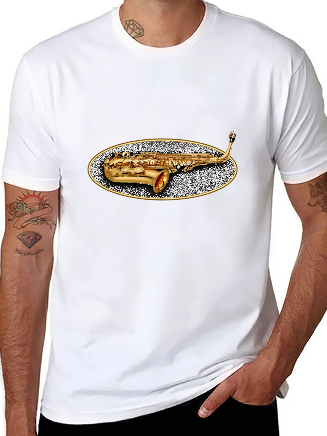 Saxophone Graphic Tee - Musicians Black T-Shirt