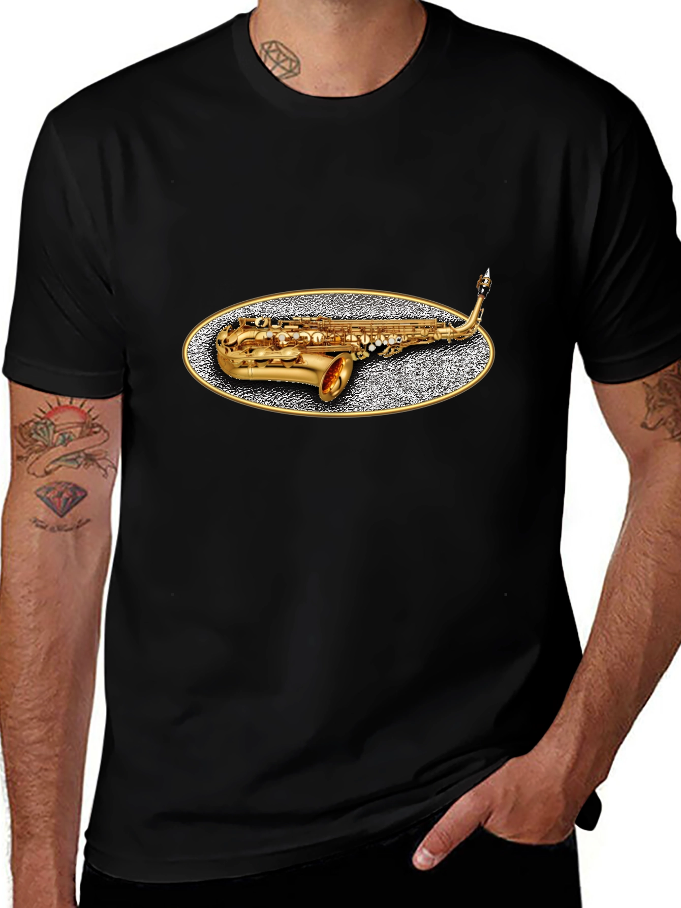 Saxophone Graphic Tee - Musicians Black T-Shirt