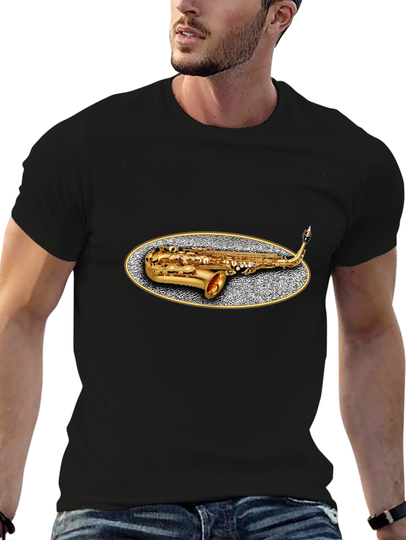 Saxophone Graphic Tee - Musicians Black T-Shirt