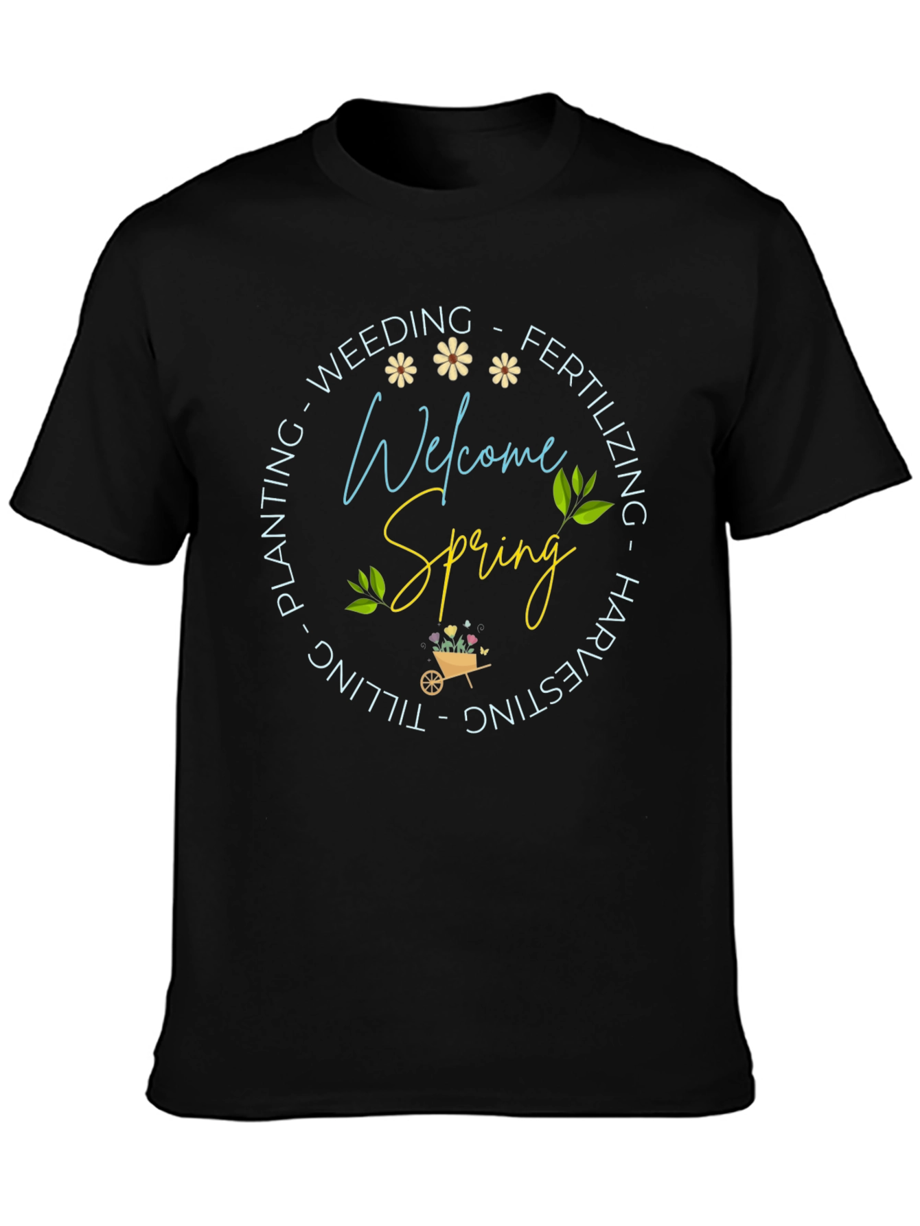 Welcome Spring Black T-Shirt