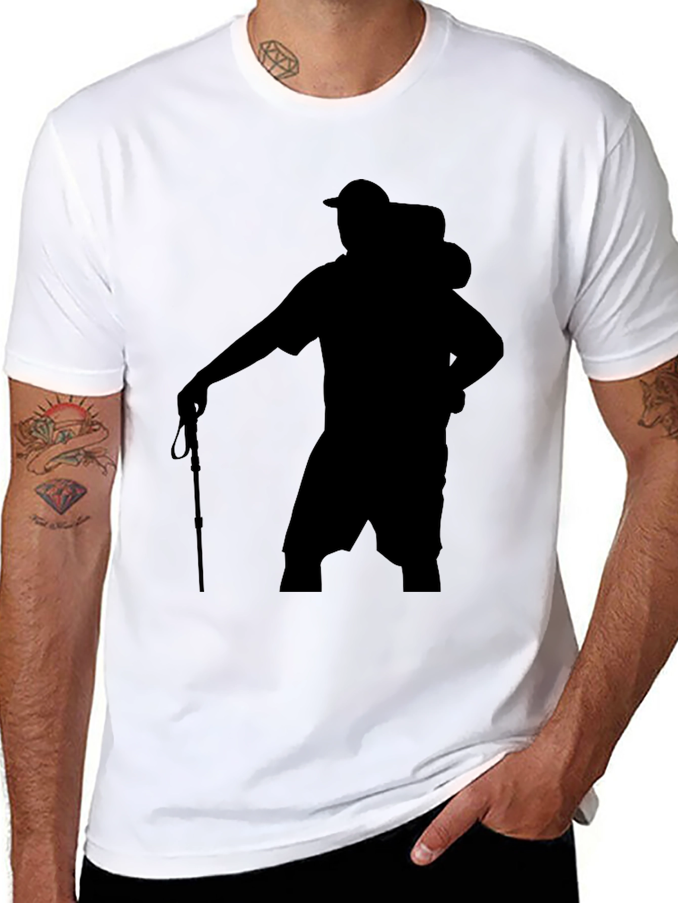 Hiking Silhouette Graphic Black Tee