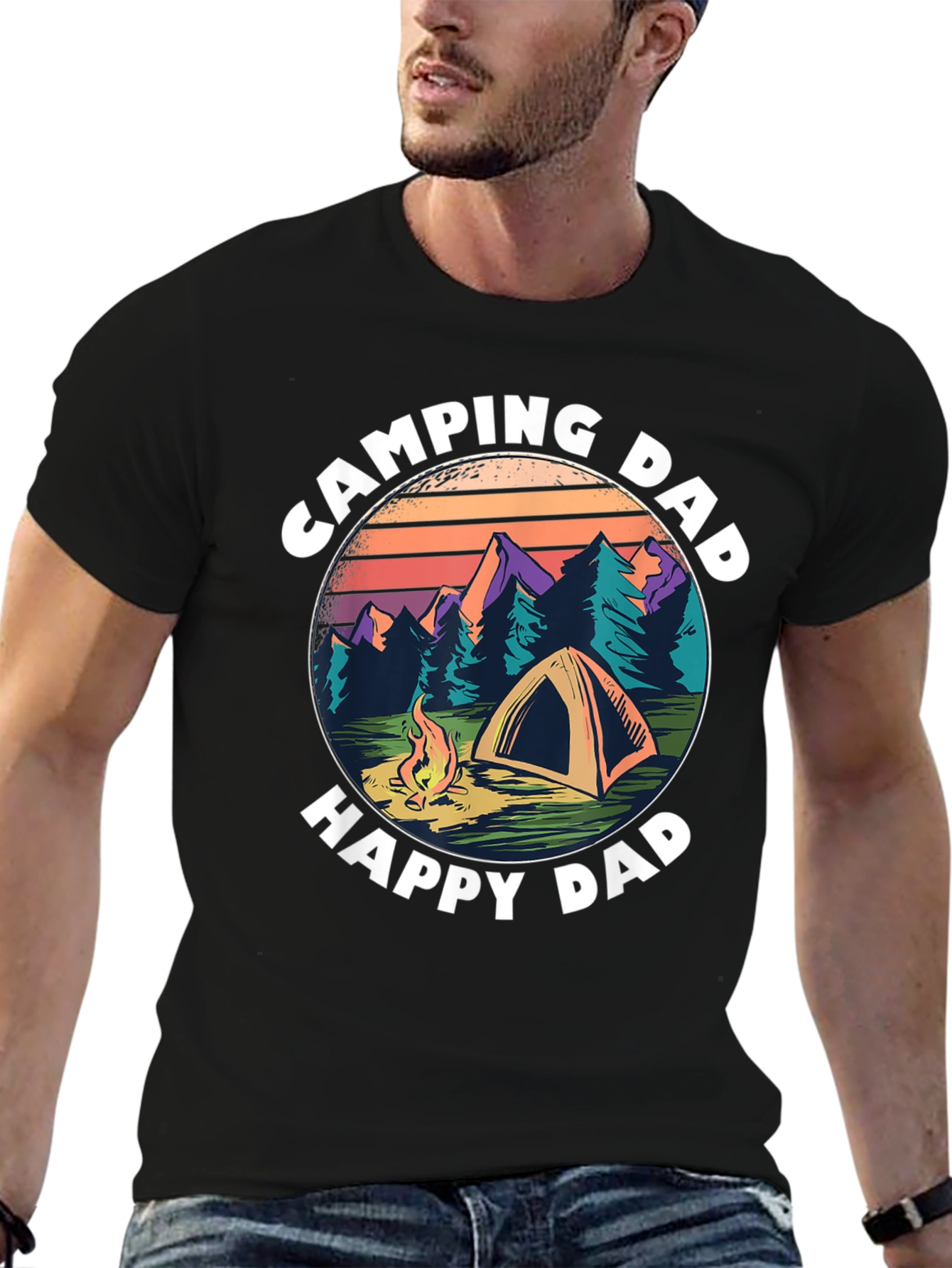 Camping Dad T-Shirt - Happy Camper Graphic Tee