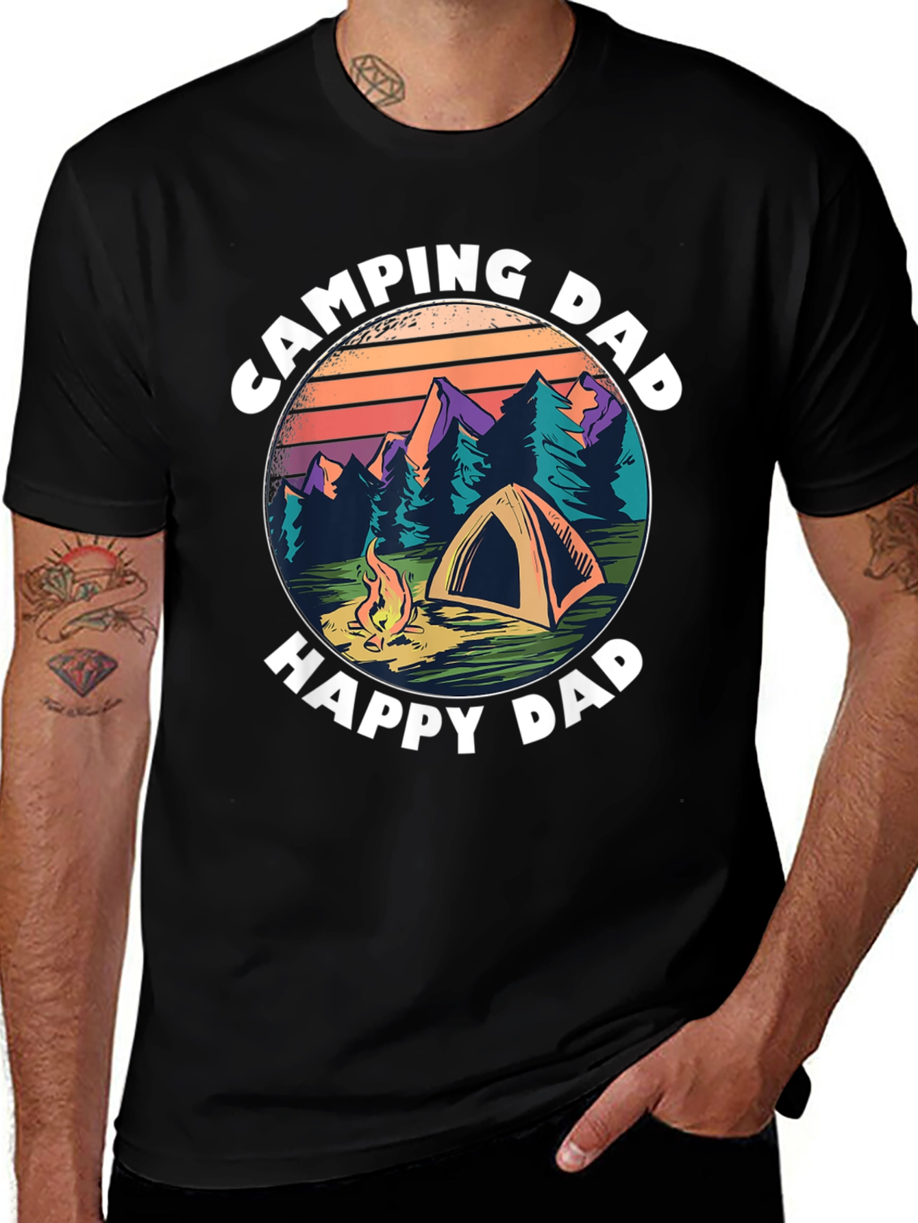 Camping Dad T-Shirt - Happy Camper Graphic Tee