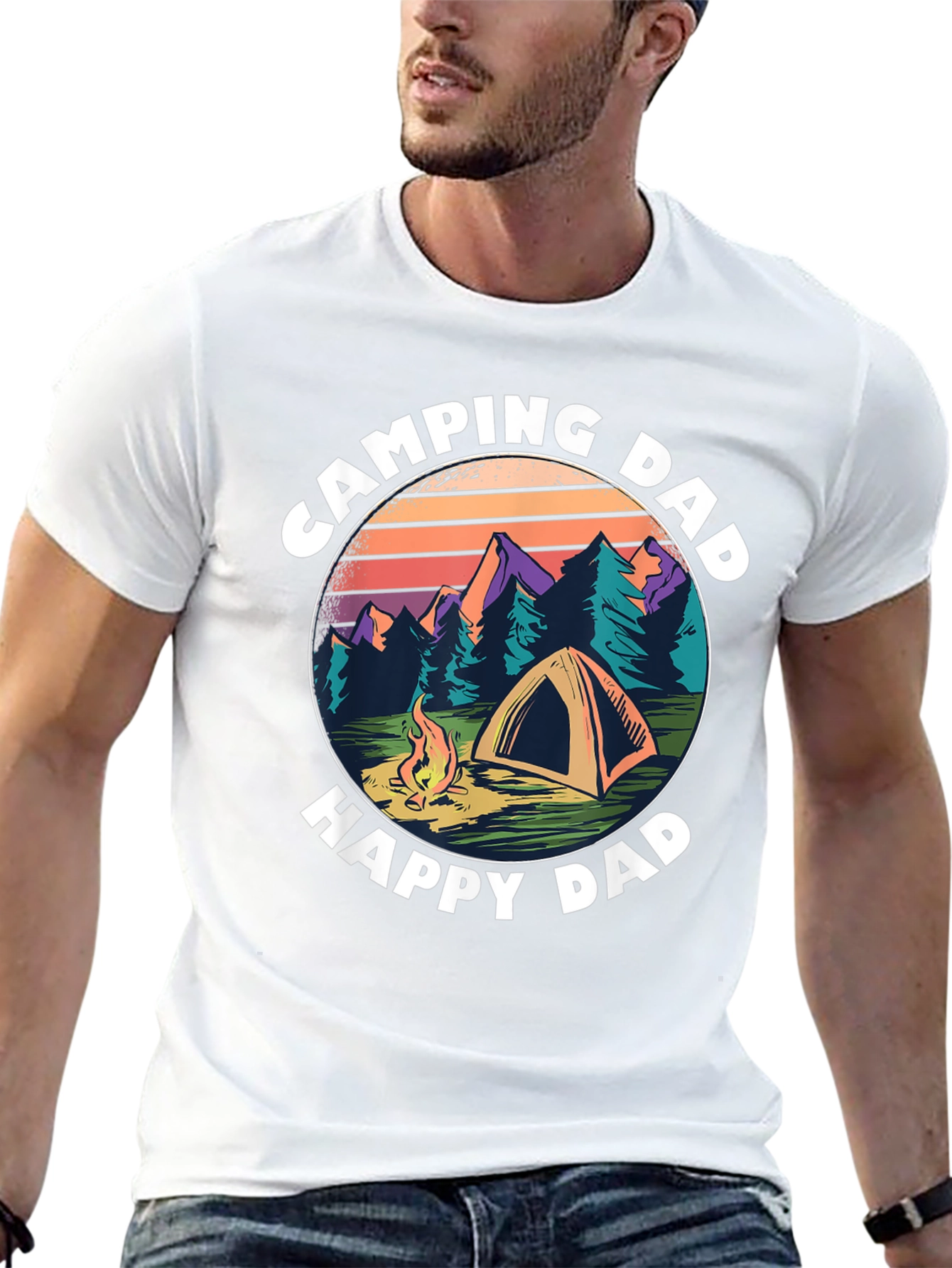 Camping Dad T-Shirt - Happy Camper Graphic Tee