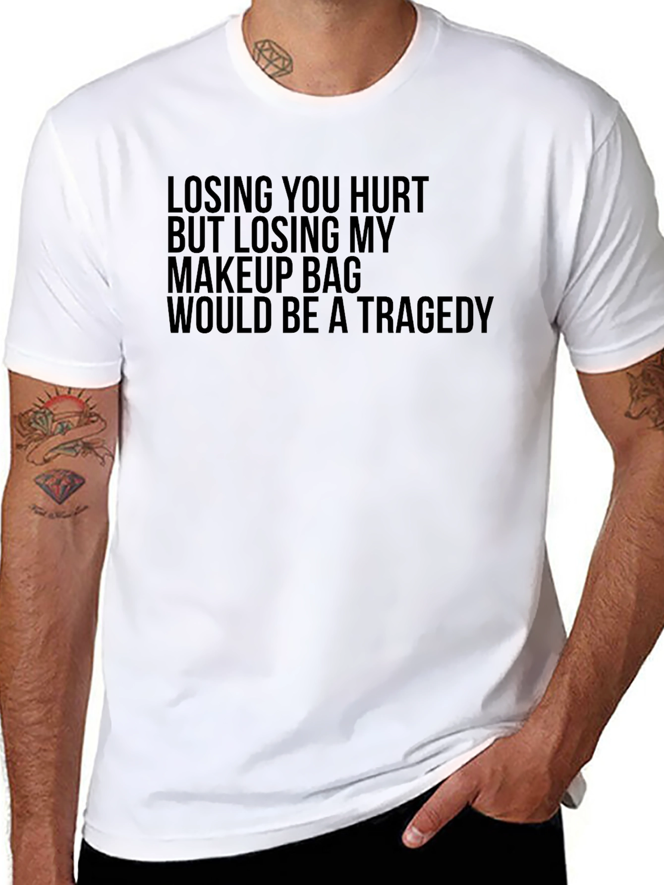 Humorous Makeup Bag Loss Tragedy T-Shirt