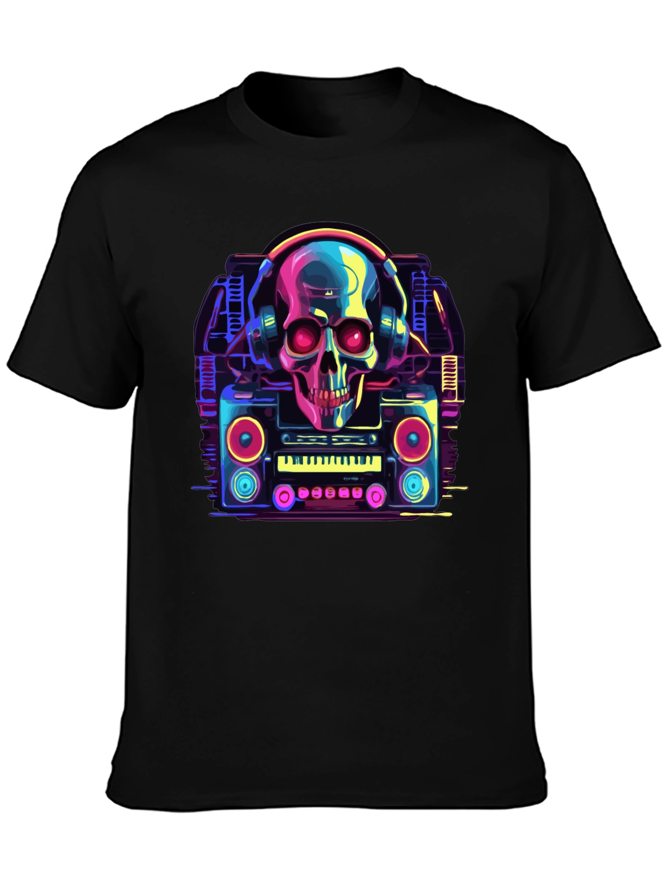 Skull Boombox Graphic Tee - Retro Music Style